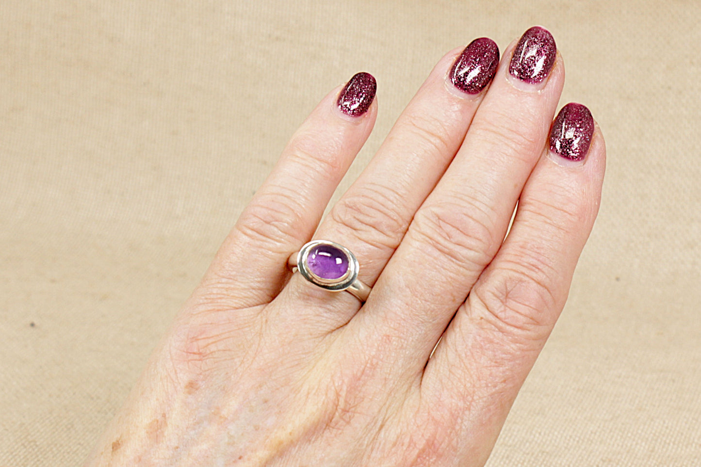 Silver Amethyst Statement Ring