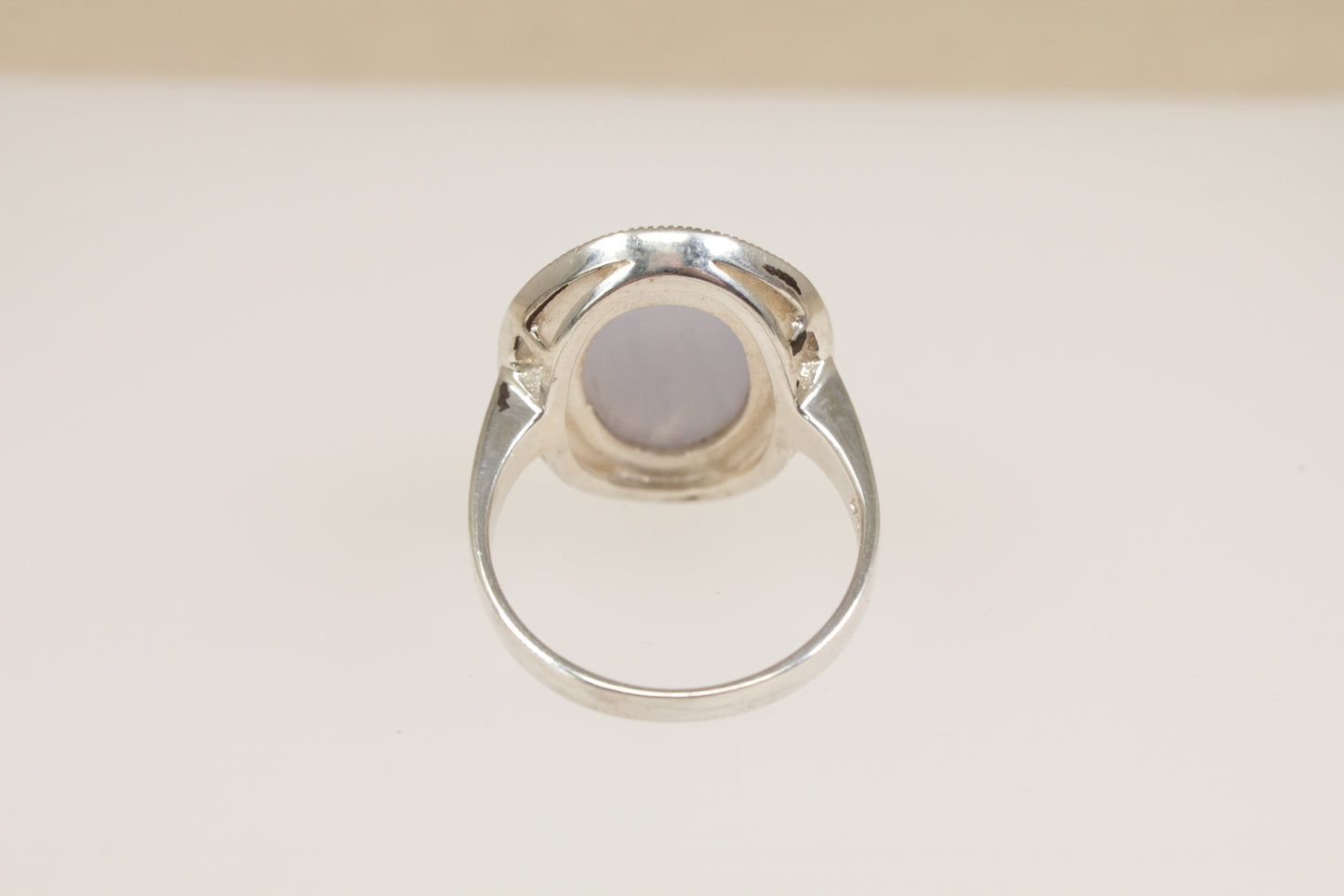 Silver Blue Lace Agate and Marcasite Statement Ring