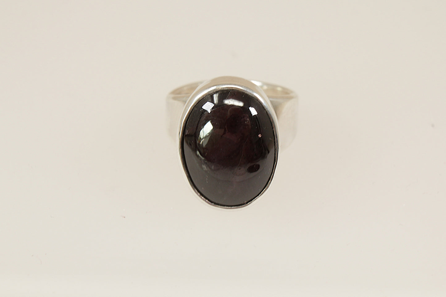 Silver Garnet Cabochon Statement Ring