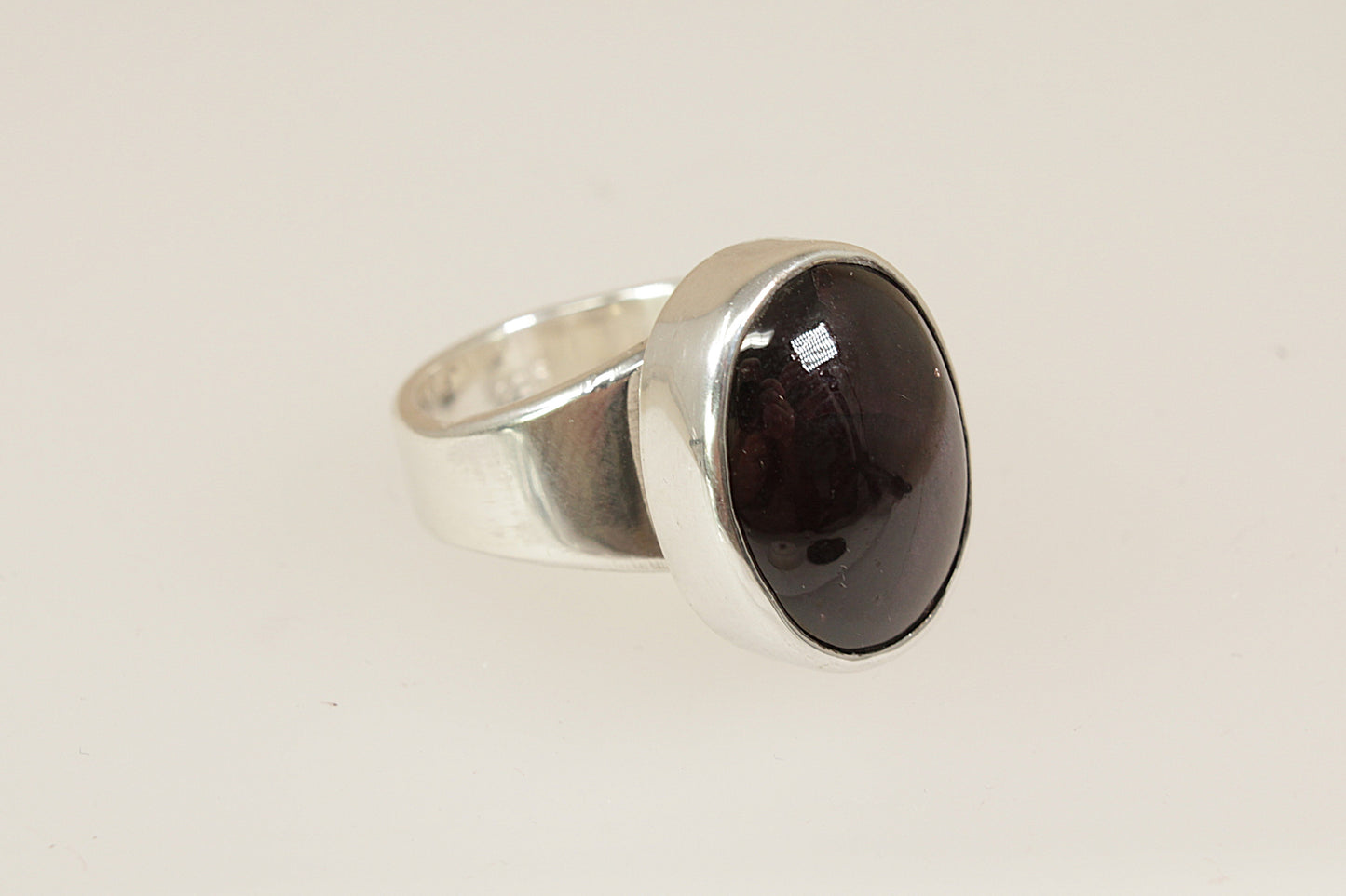 Silver Garnet Cabochon Statement Ring
