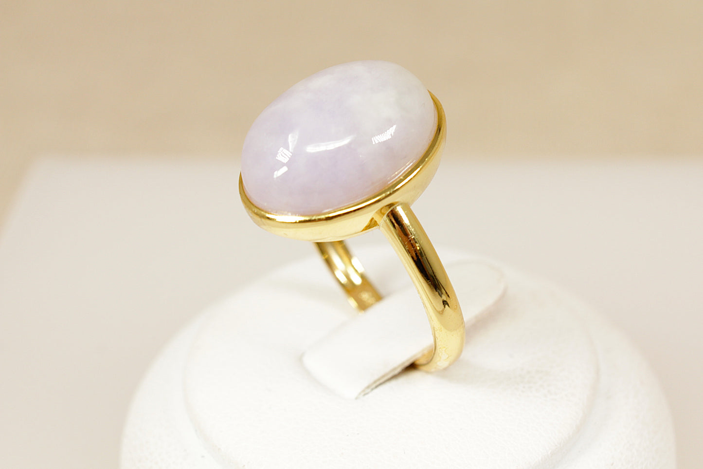 White Agate Silver Gilt Solitaire Ring