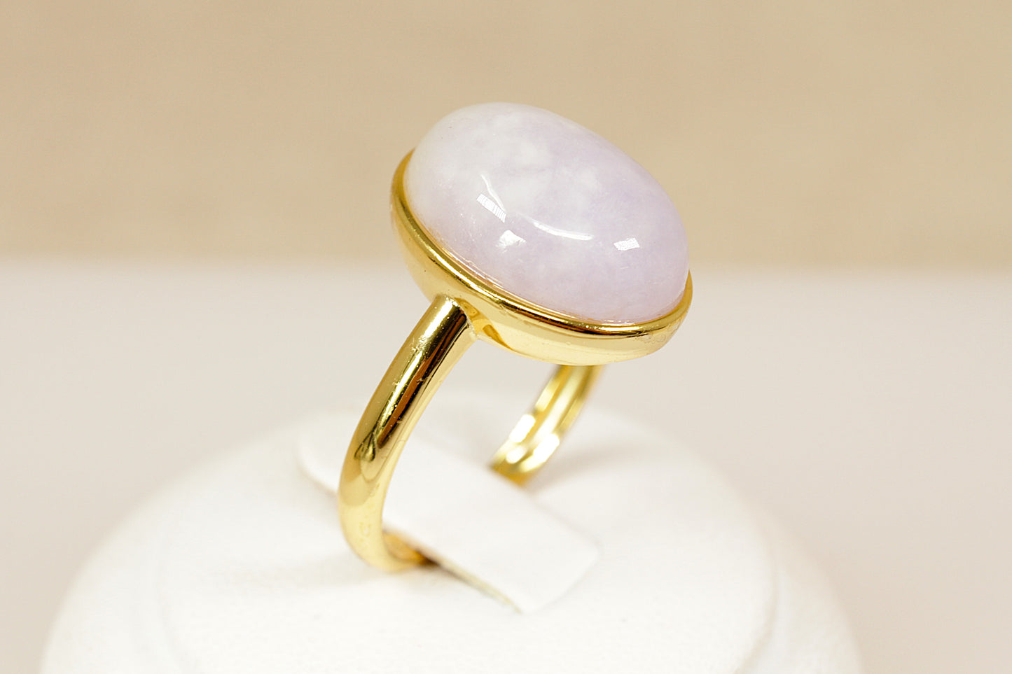 White Agate Silver Gilt Solitaire Ring