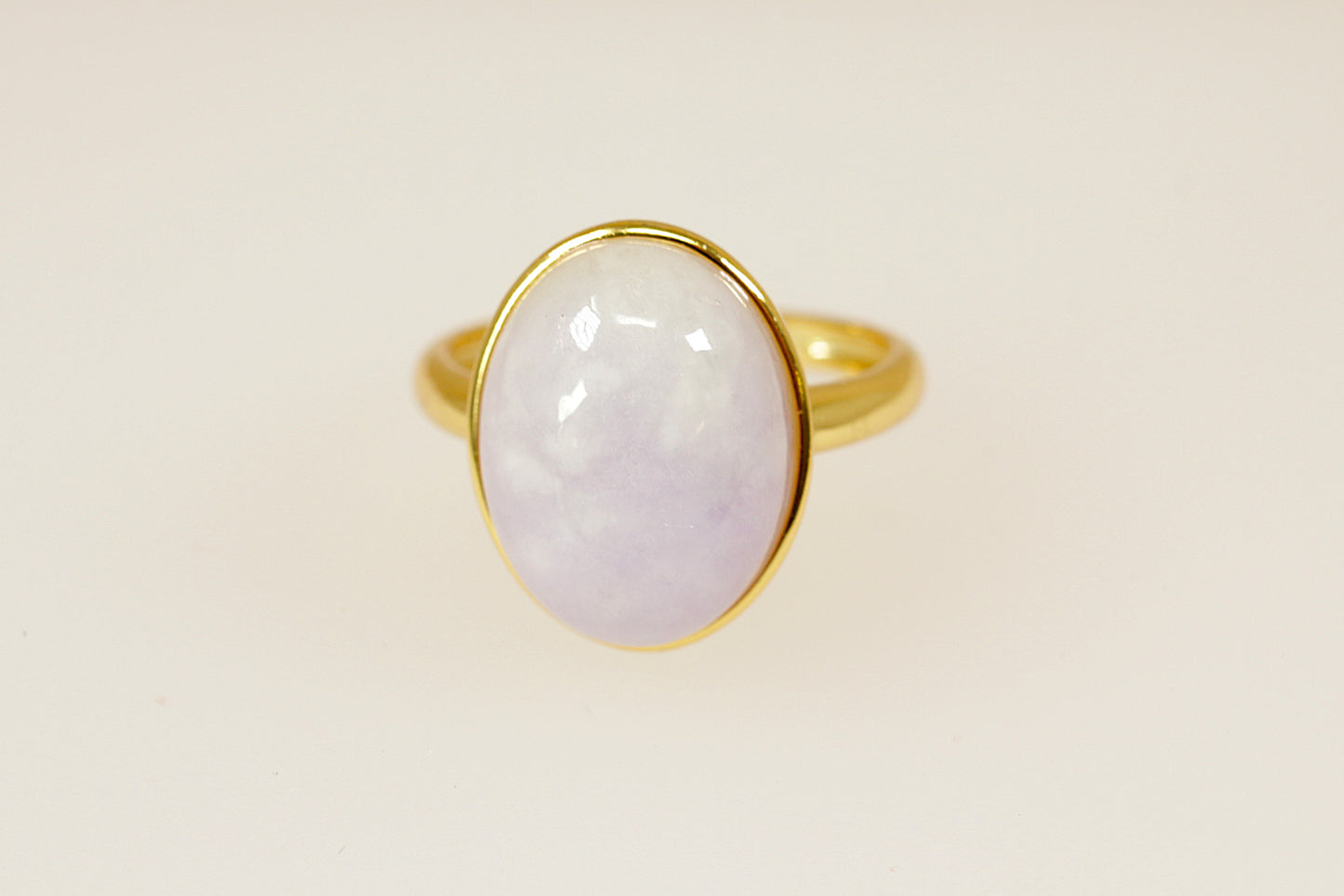 White Agate Silver Gilt Solitaire Ring