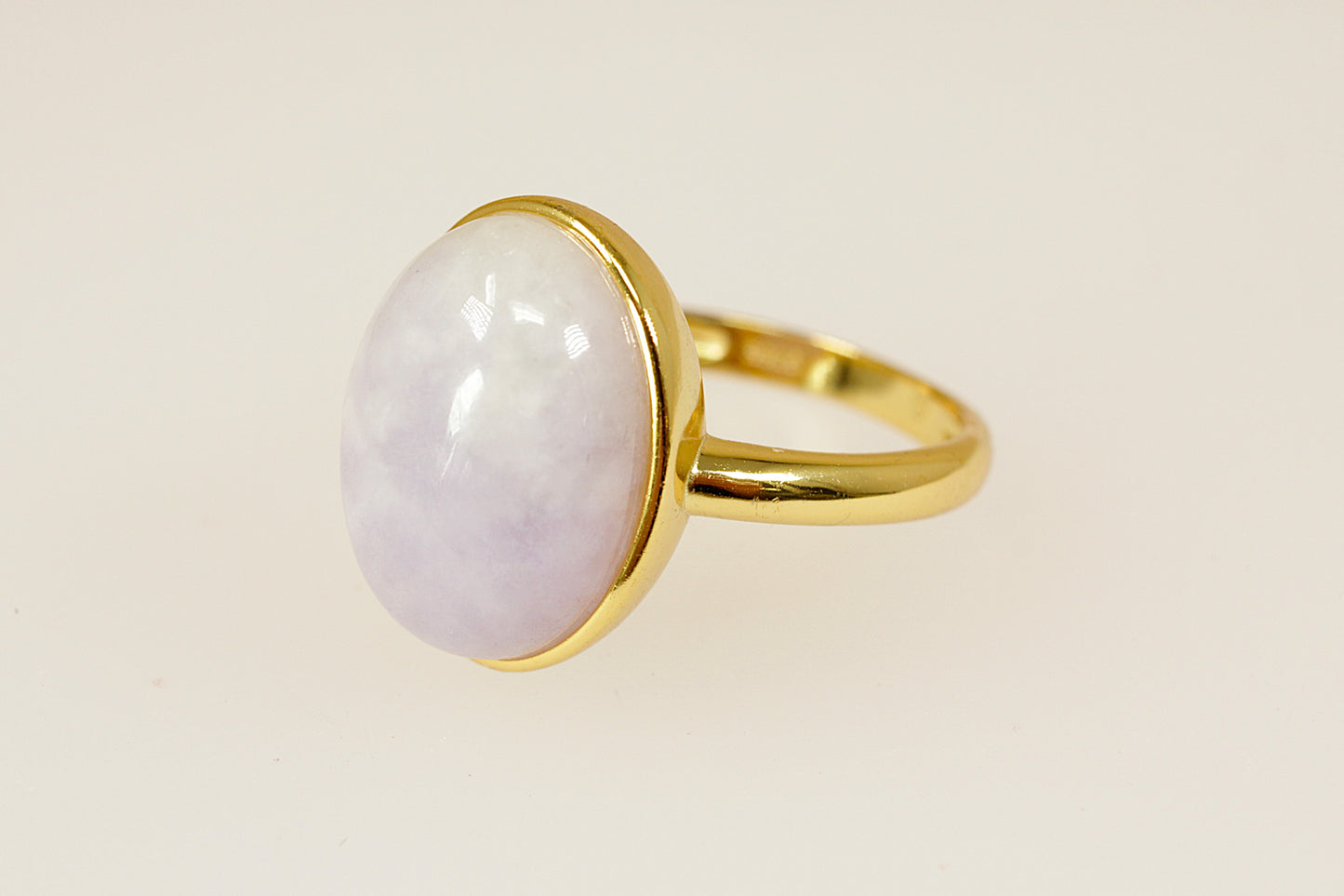 White Agate Silver Gilt Solitaire Ring