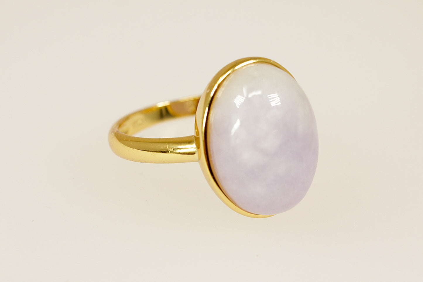 White Agate Silver Gilt Solitaire Ring
