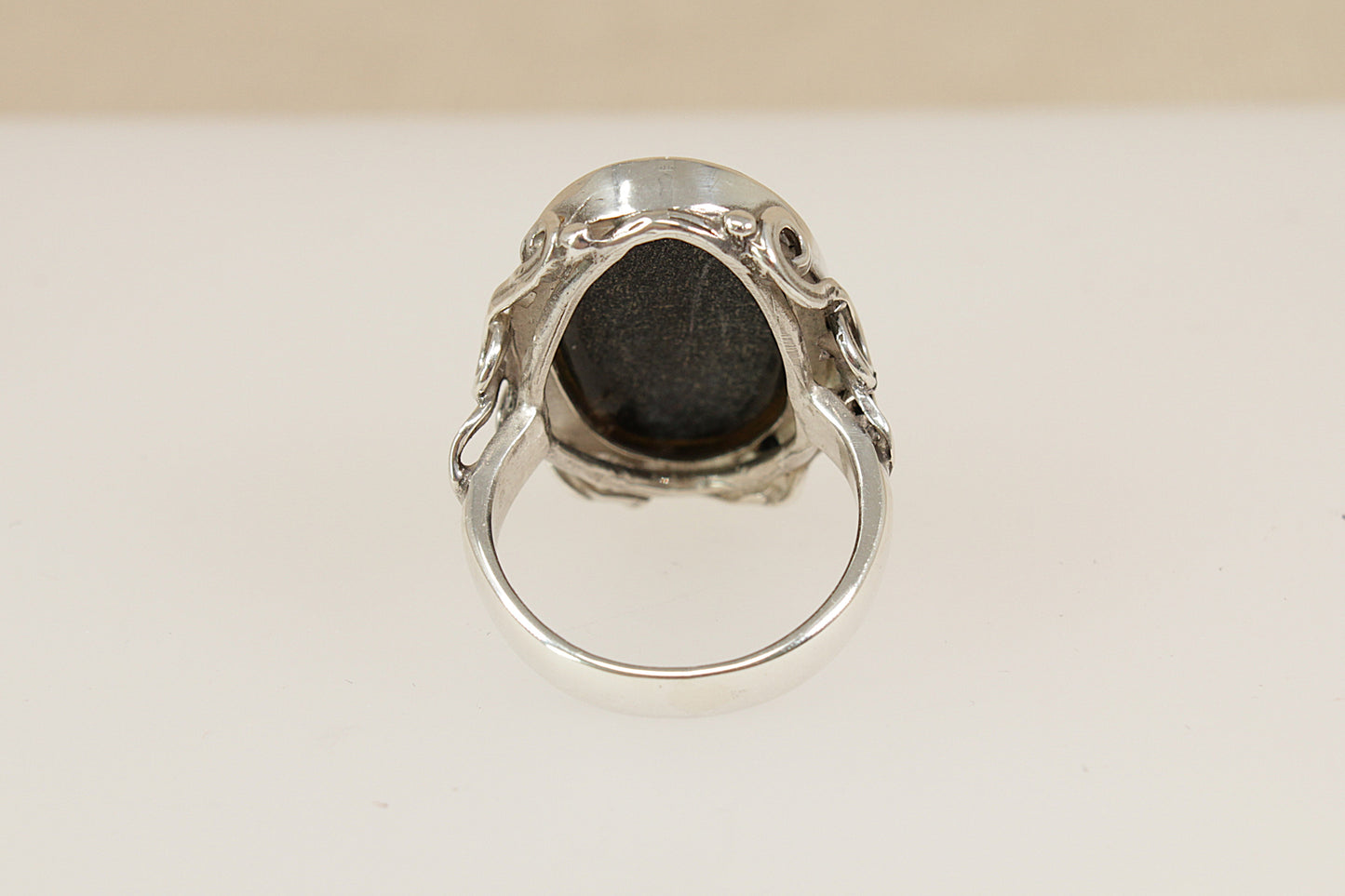 Vintage Silver Banded Agate Statement Ring
