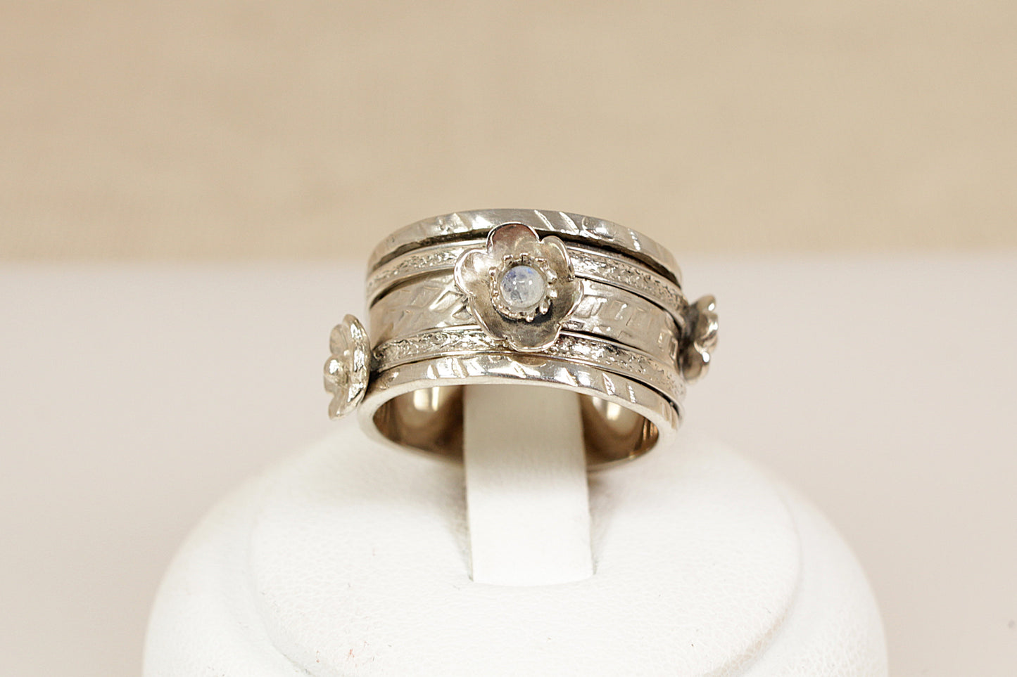 Silver and Moonstone Spinner Ring