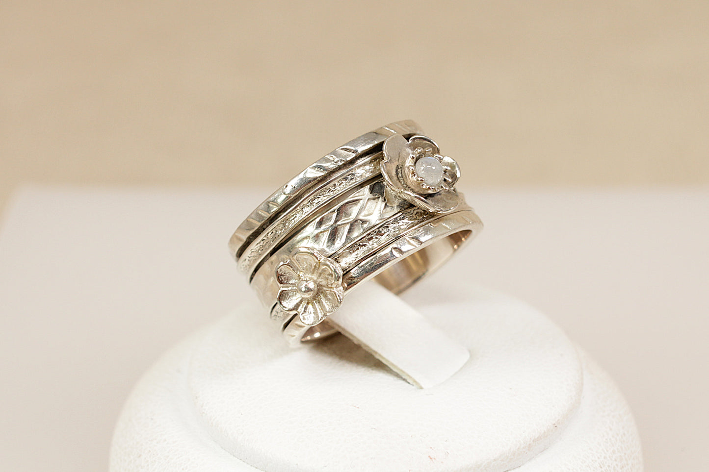 Silver and Moonstone Spinner Ring
