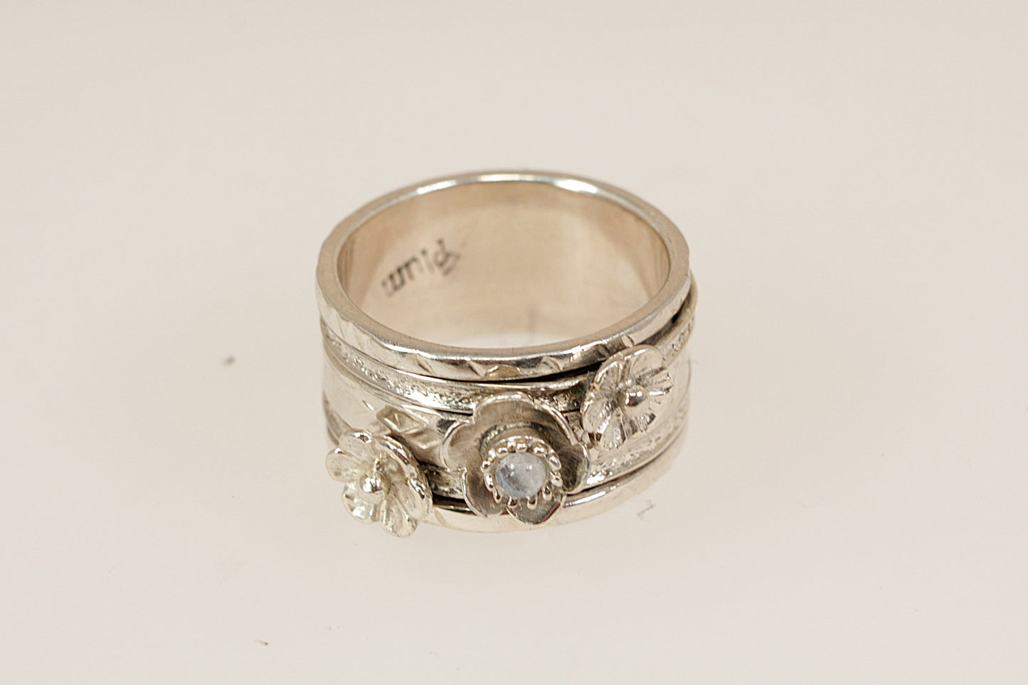 Silver and Moonstone Spinner Ring