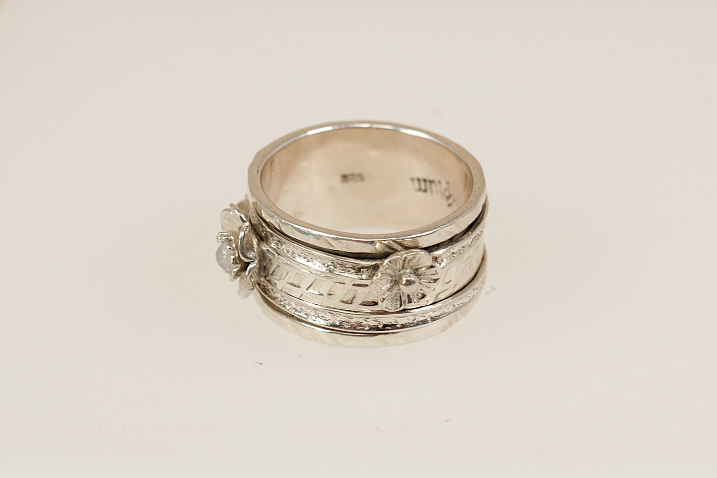 Silver and Moonstone Spinner Ring