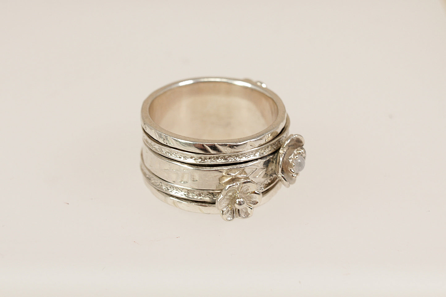 Silver and Moonstone Spinner Ring