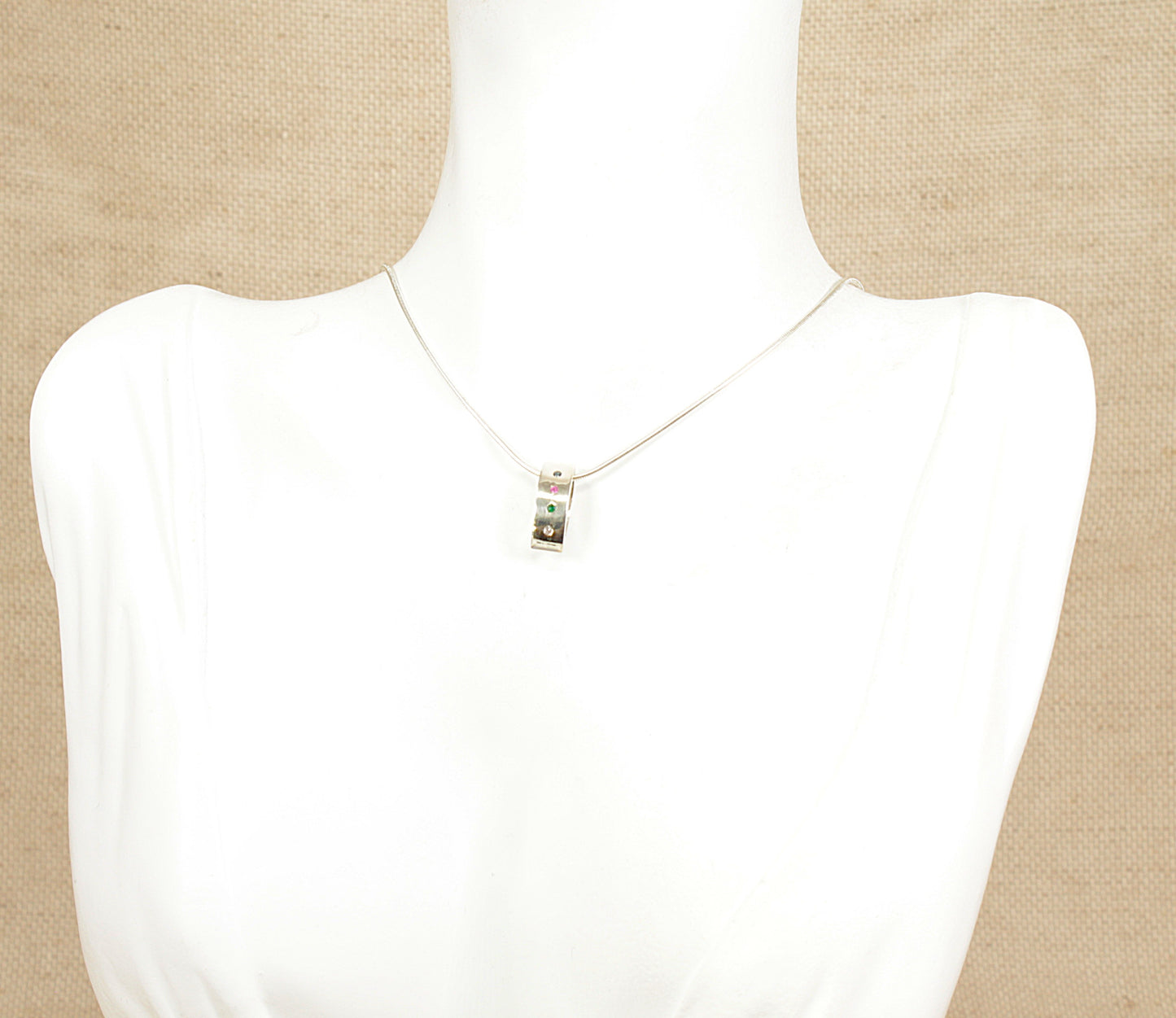 Silver Multi Gemstone Pendant Necklace