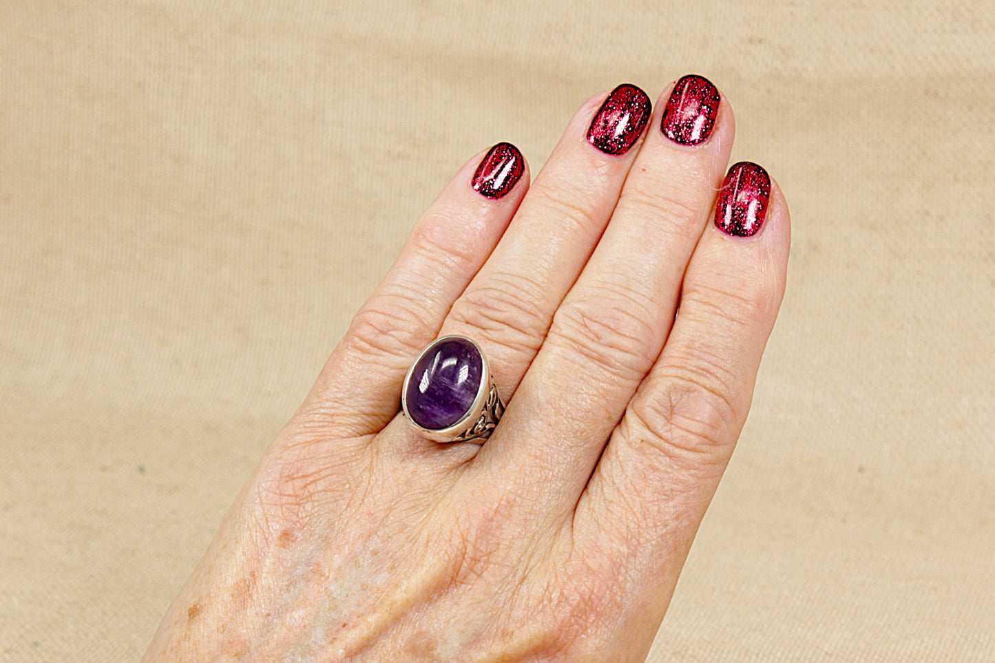 Vintage Silver Amethyst Statement Ring
