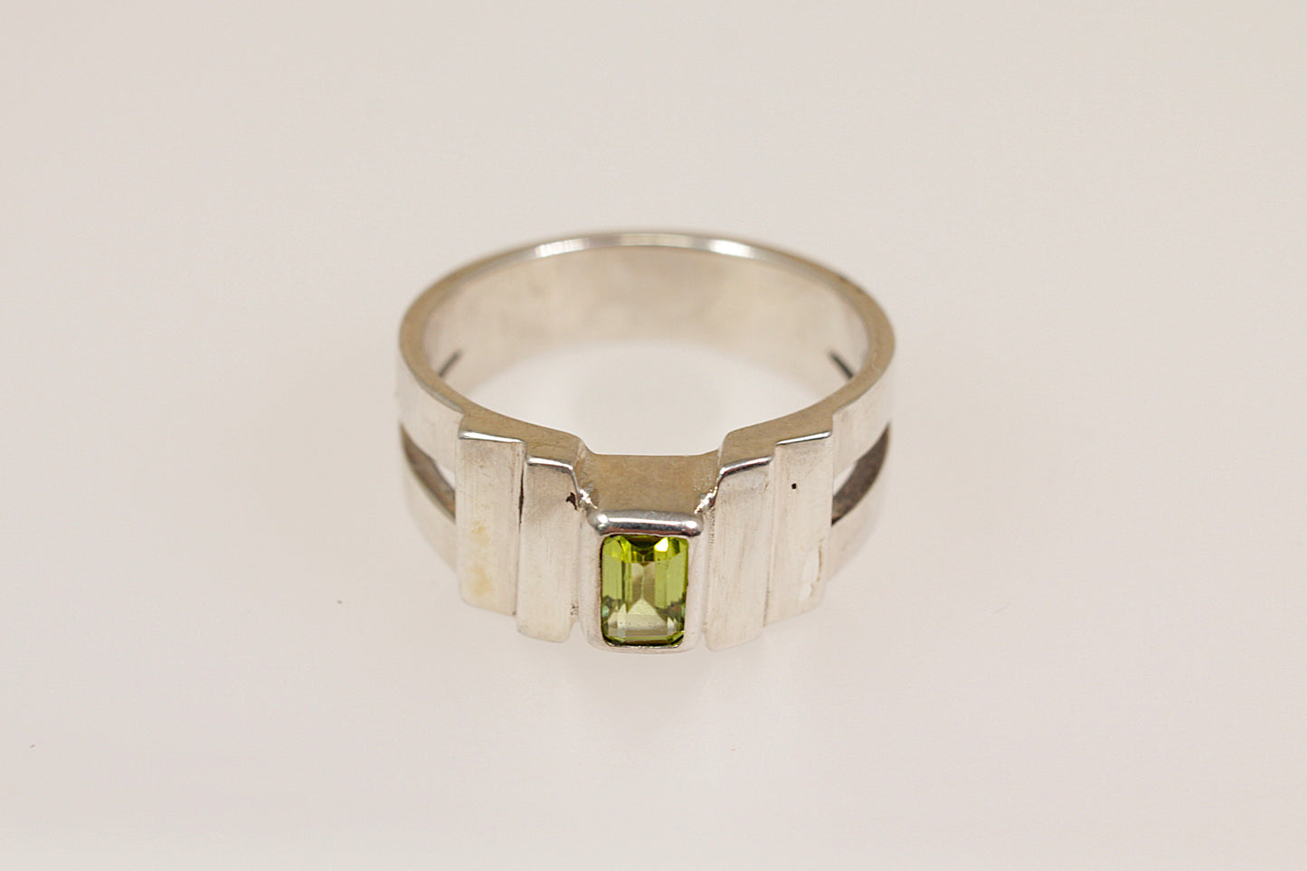 Silver Art Deco Style Peridot Ring