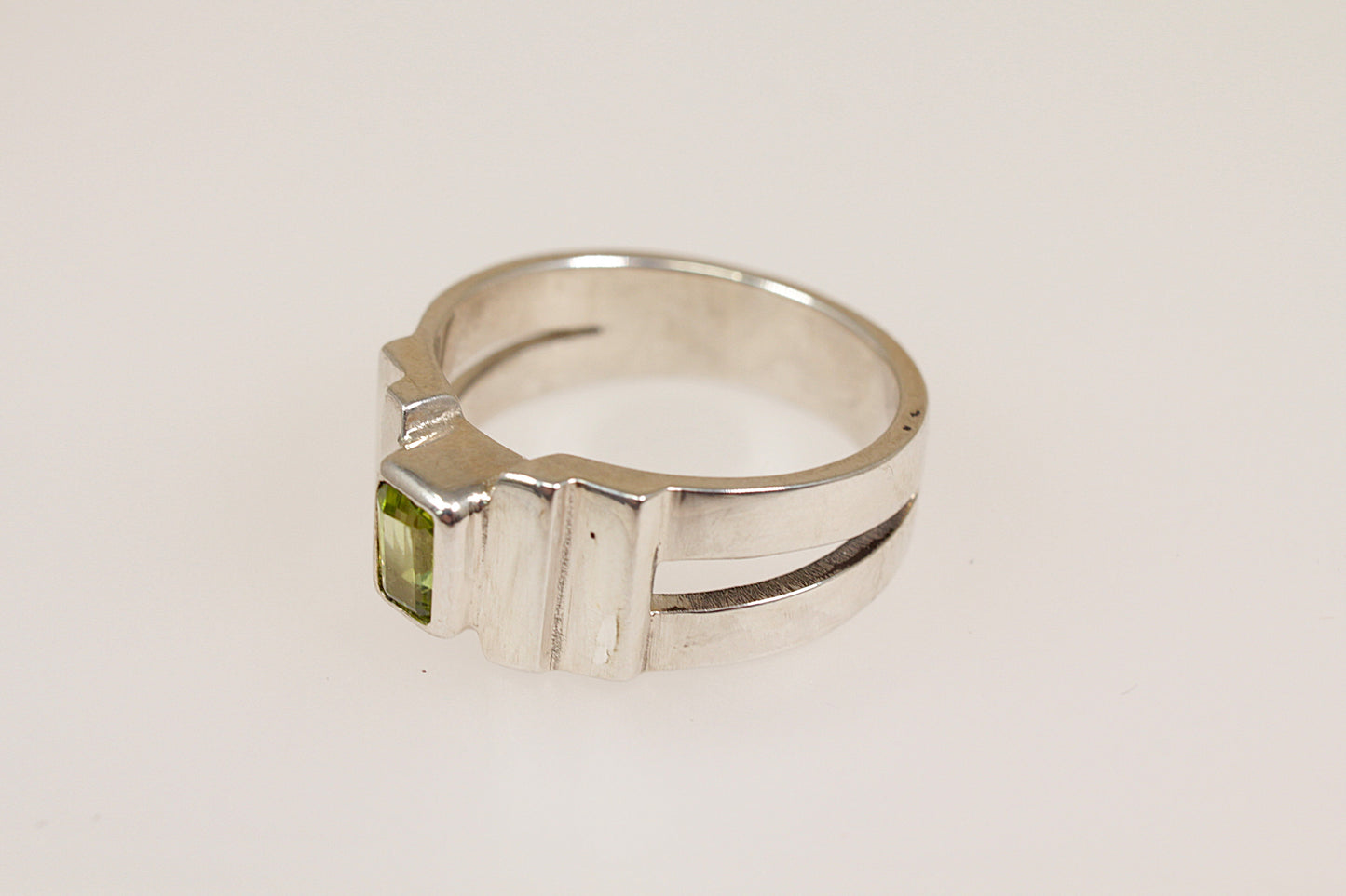 Silver Art Deco Style Peridot Ring