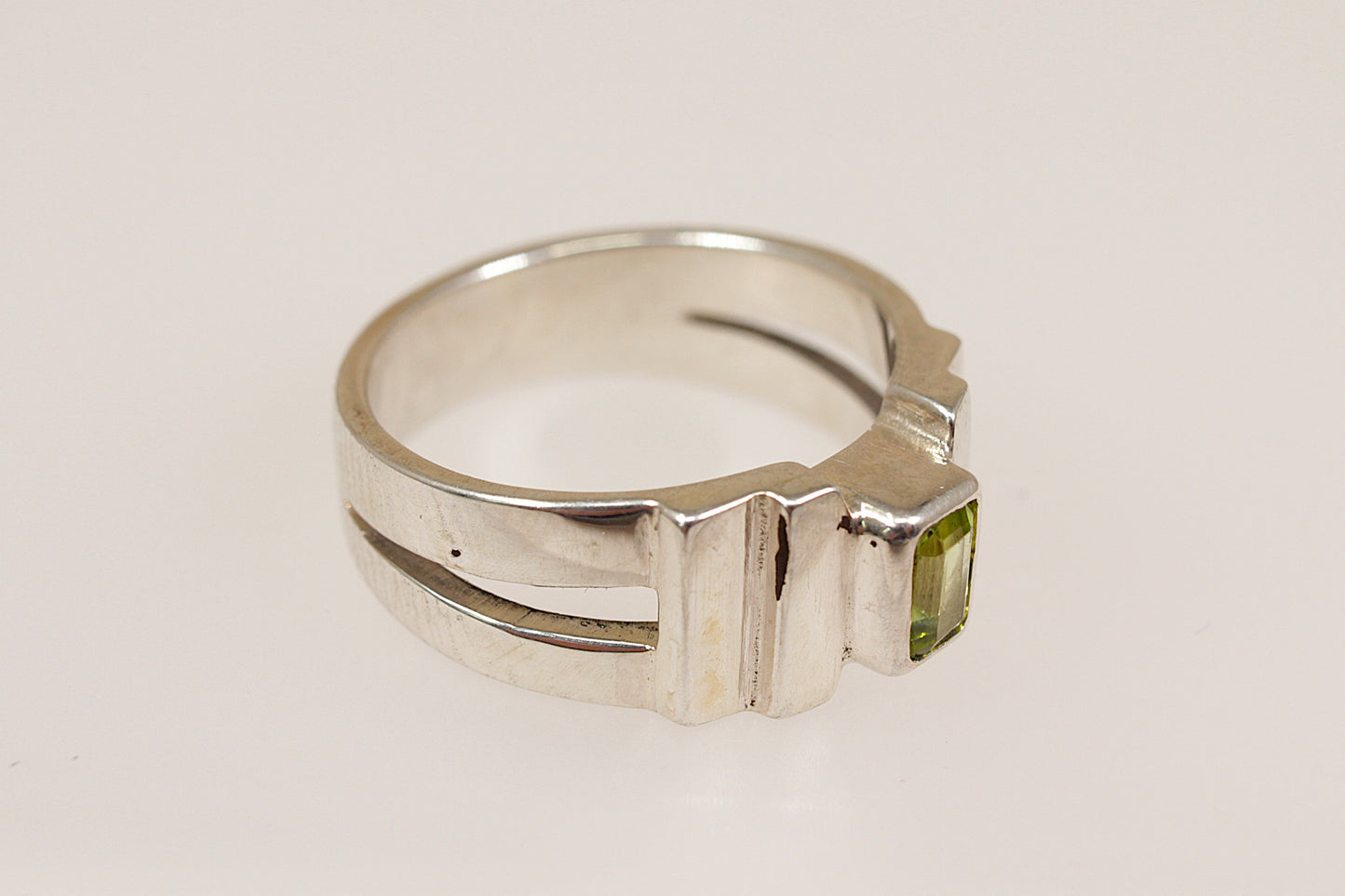 Silver Art Deco Style Peridot Ring