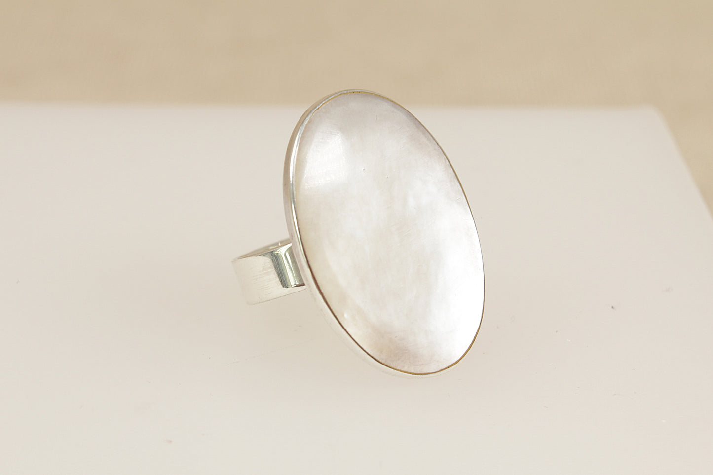 Silver Mother of Pearl Statement Ring