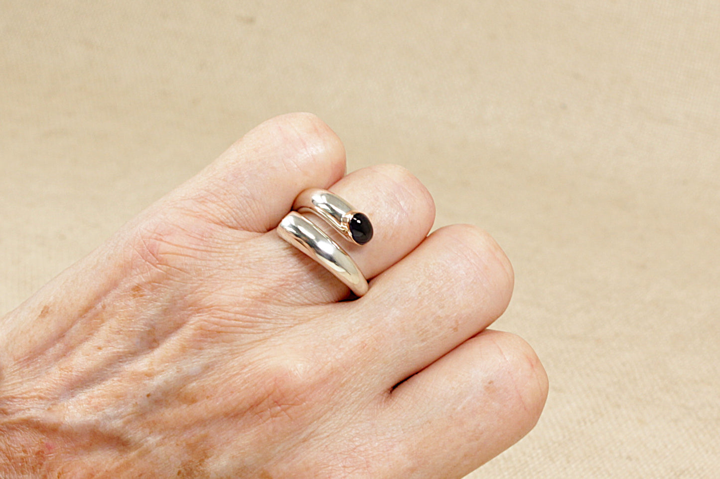 Silver and Iolite Statement Ring