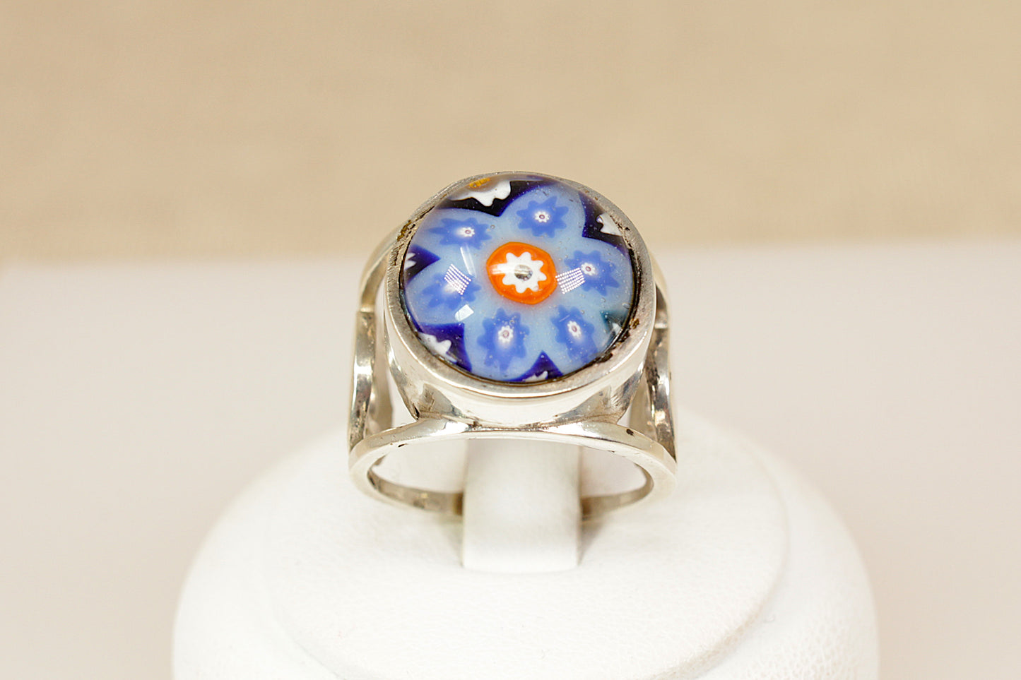 Silver Millefiori Statement Ring