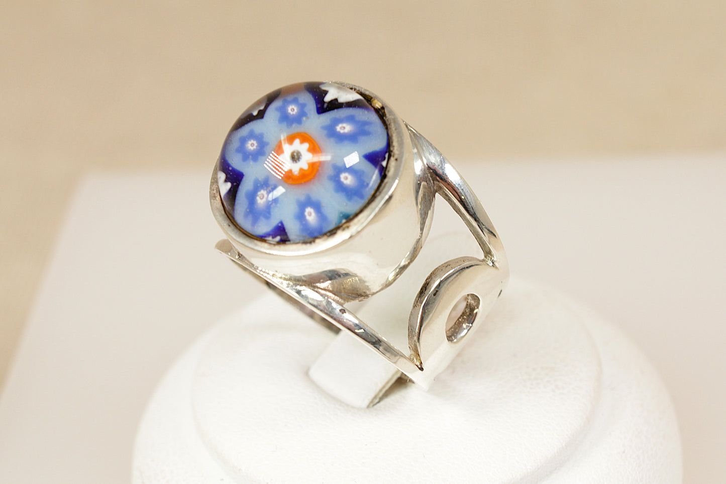Silver Millefiori Statement Ring
