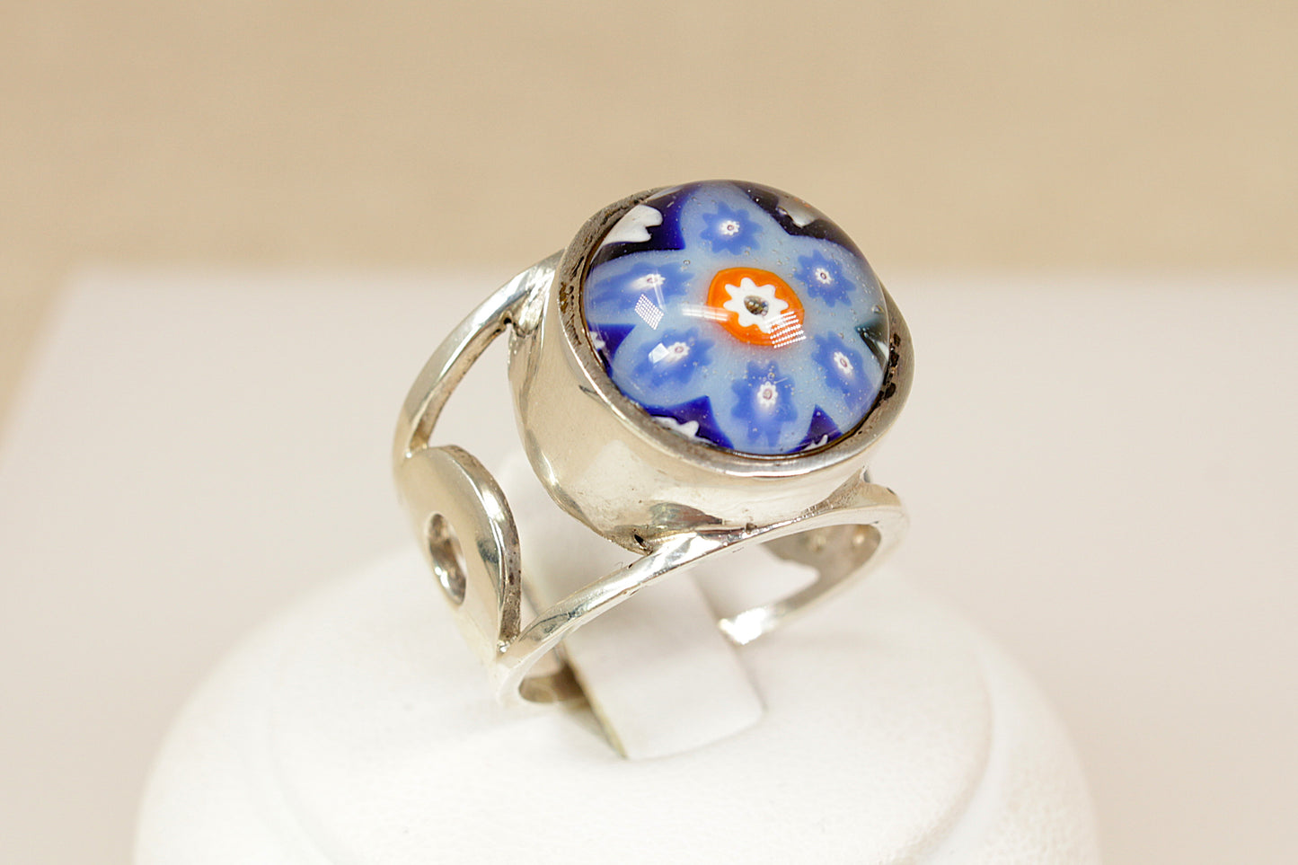 Silver Millefiori Statement Ring