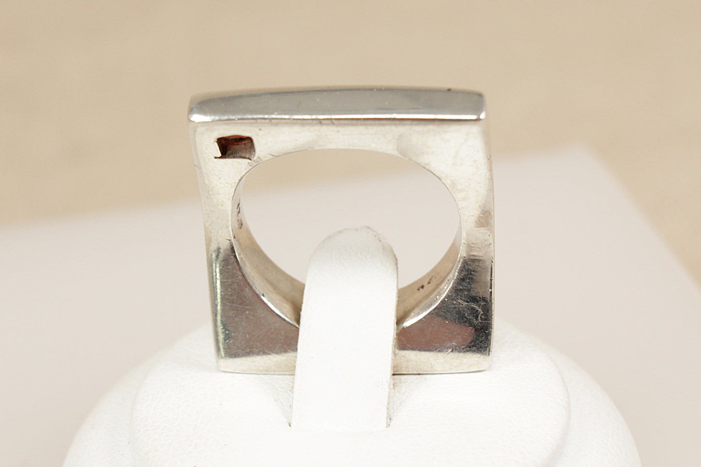 Silver Garnet Modernist Designer Ring