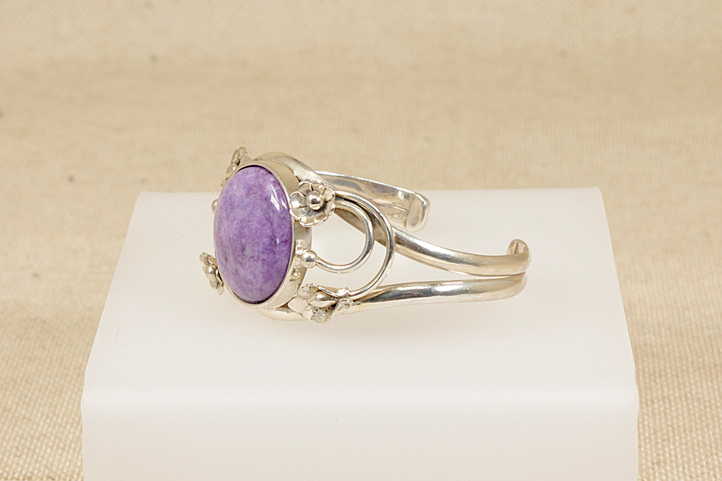Silver and Amethyst Art Nouveau Style Bangle