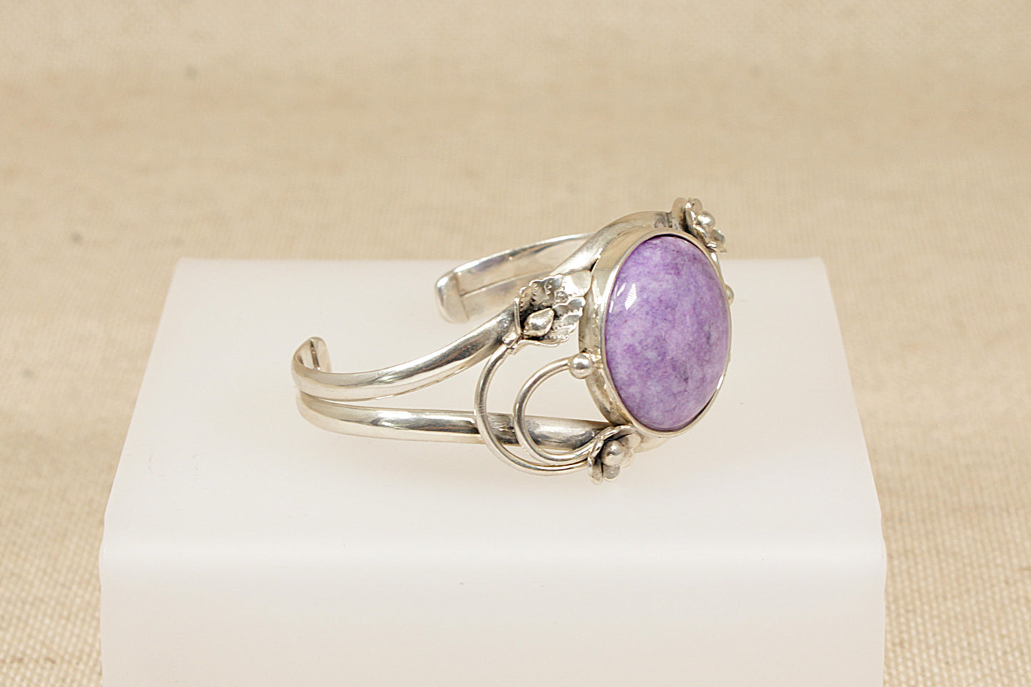 Silver and Amethyst Art Nouveau Style Bangle