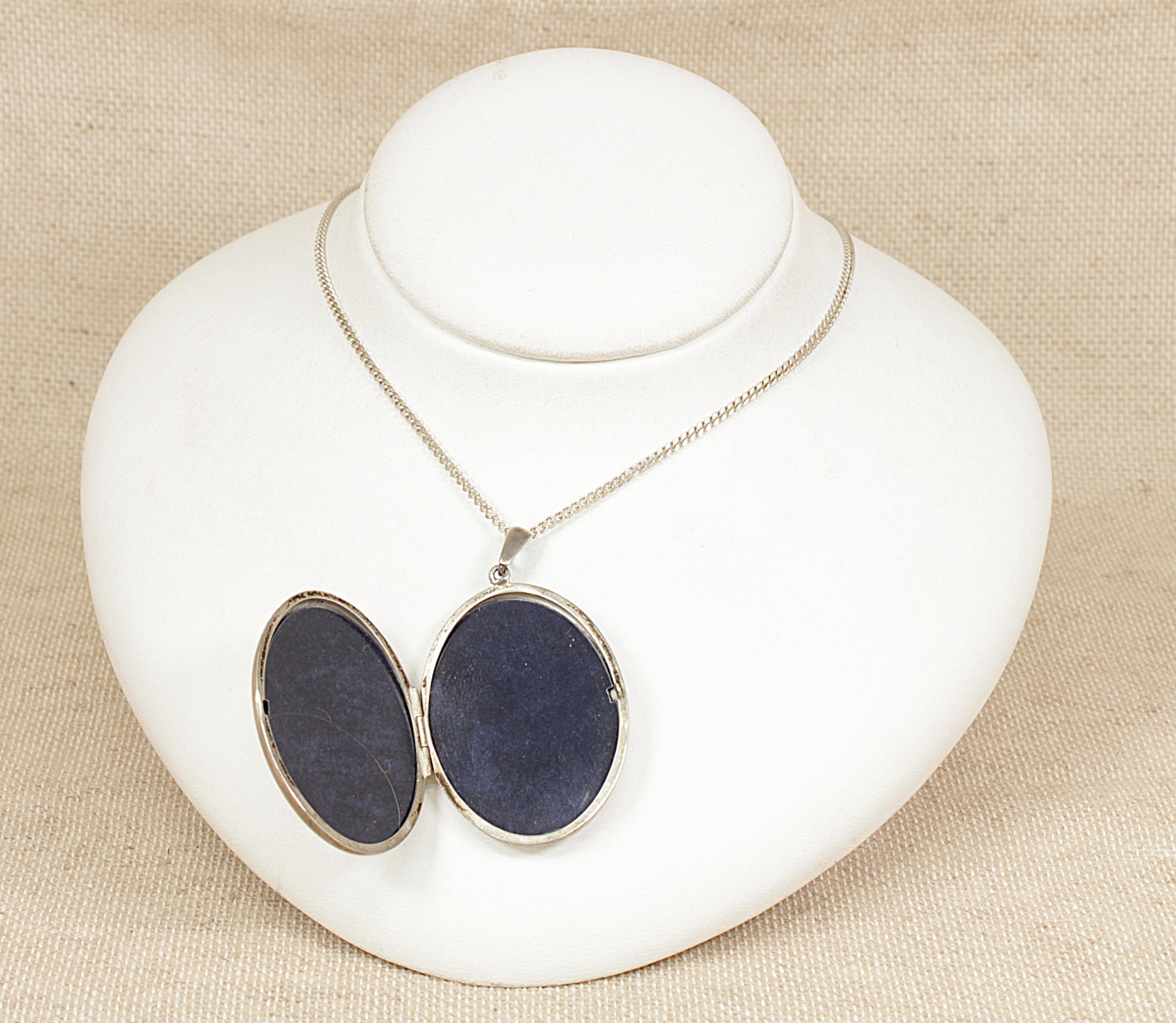 Large Silver Locket and Chain Necklace
