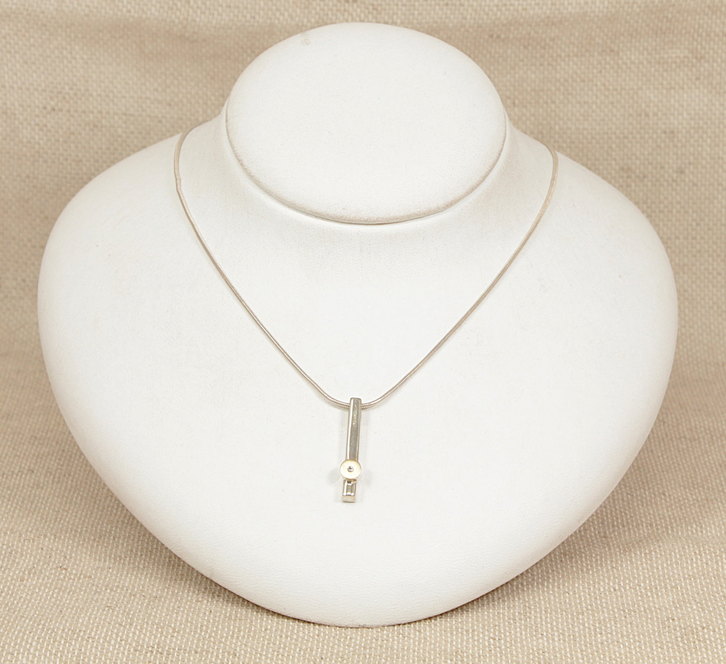 Silver and Diamond Modernist Pendant Chain Necklace