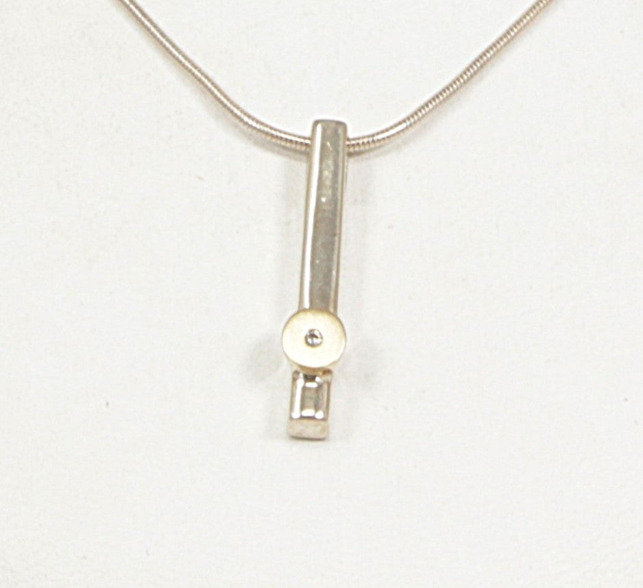 Silver and Diamond Modernist Pendant Chain Necklace