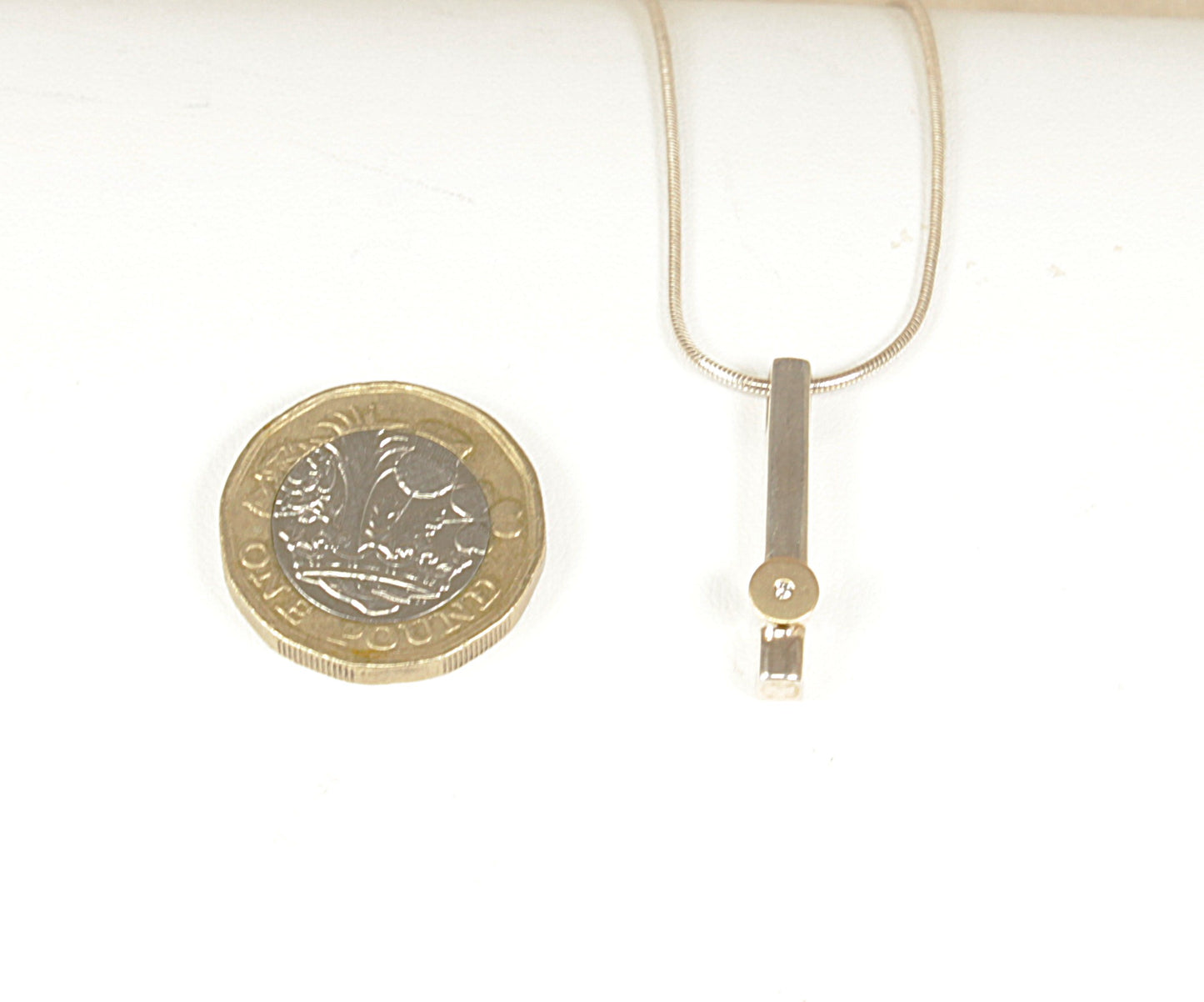 Silver and Diamond Modernist Pendant Chain Necklace