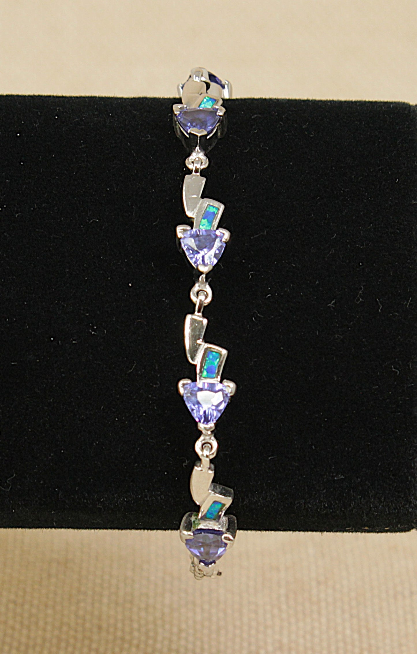 Silver Blue Iolite and Blue Opal Bracelet
