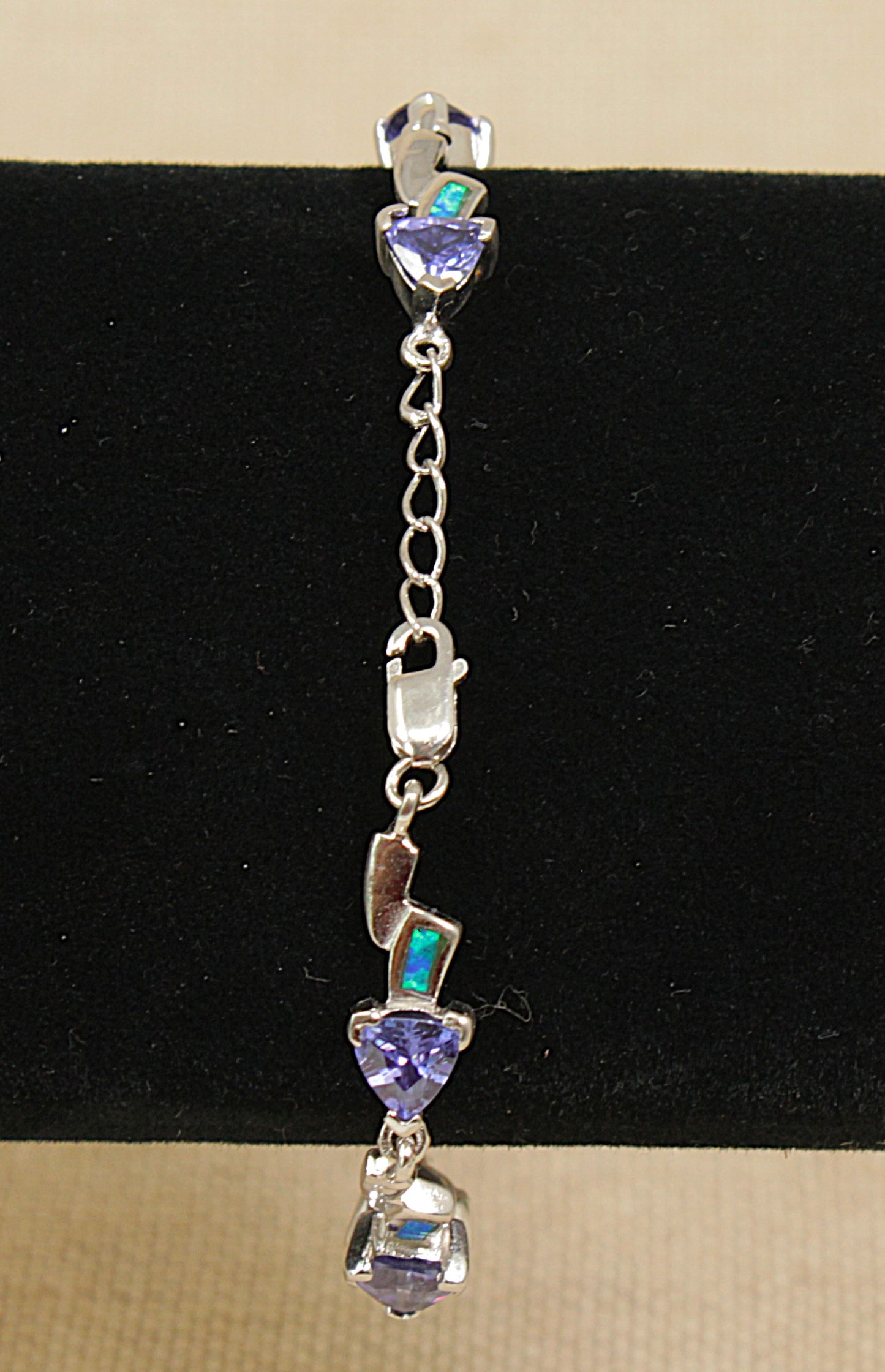 Silver Blue Iolite and Blue Opal Bracelet
