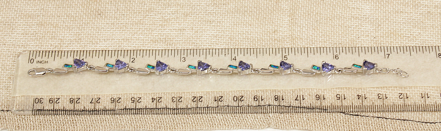 Silver Blue Iolite and Blue Opal Bracelet