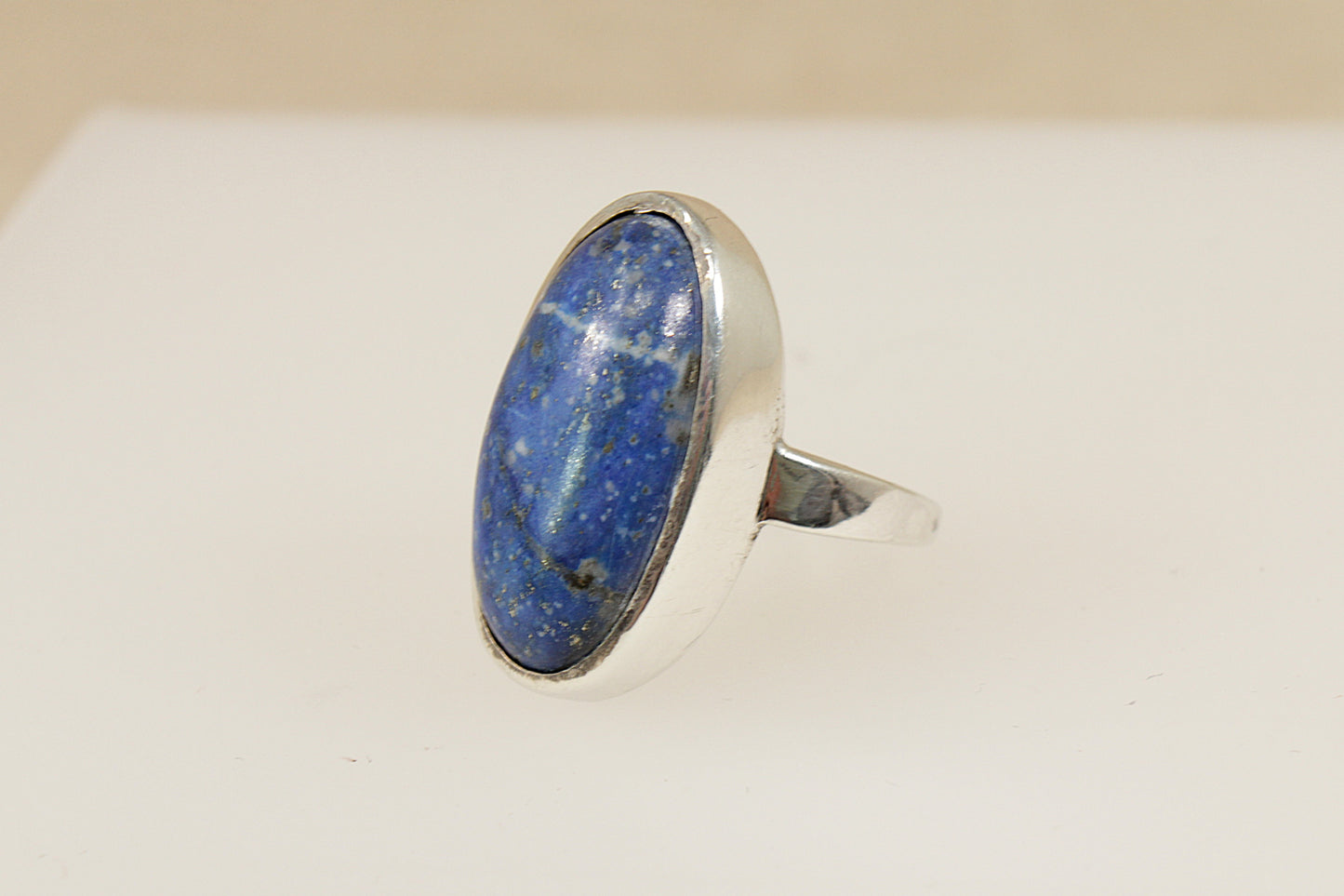 Silver Lapis Lazuli Solitaire Statement Ring