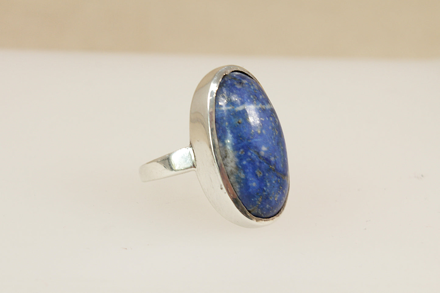 Silver Lapis Lazuli Solitaire Statement Ring