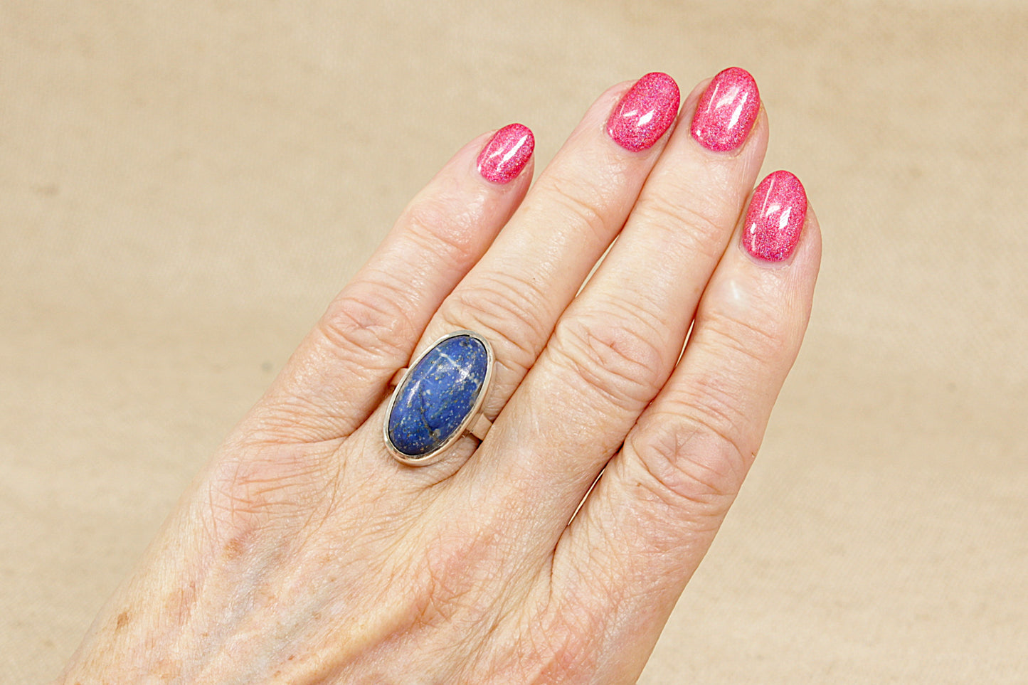 Silver Lapis Lazuli Solitaire Statement Ring