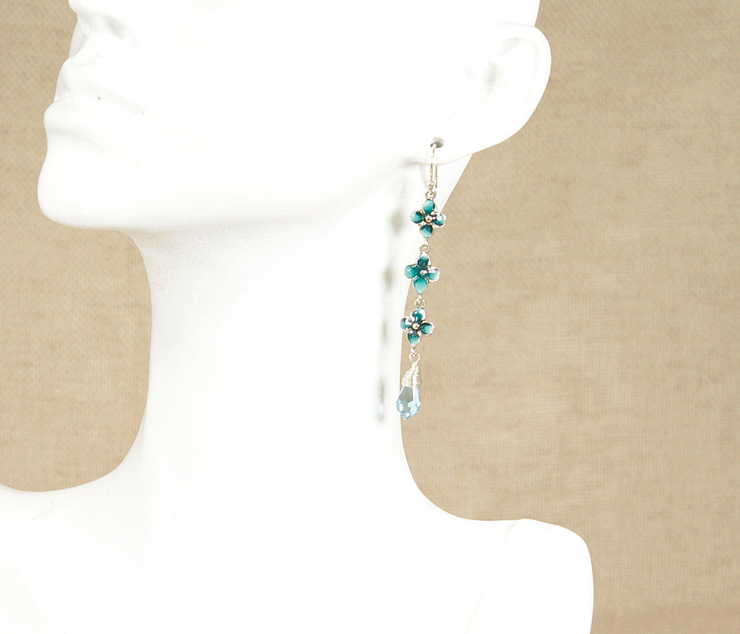 Silver Enamel Dropper Earrings