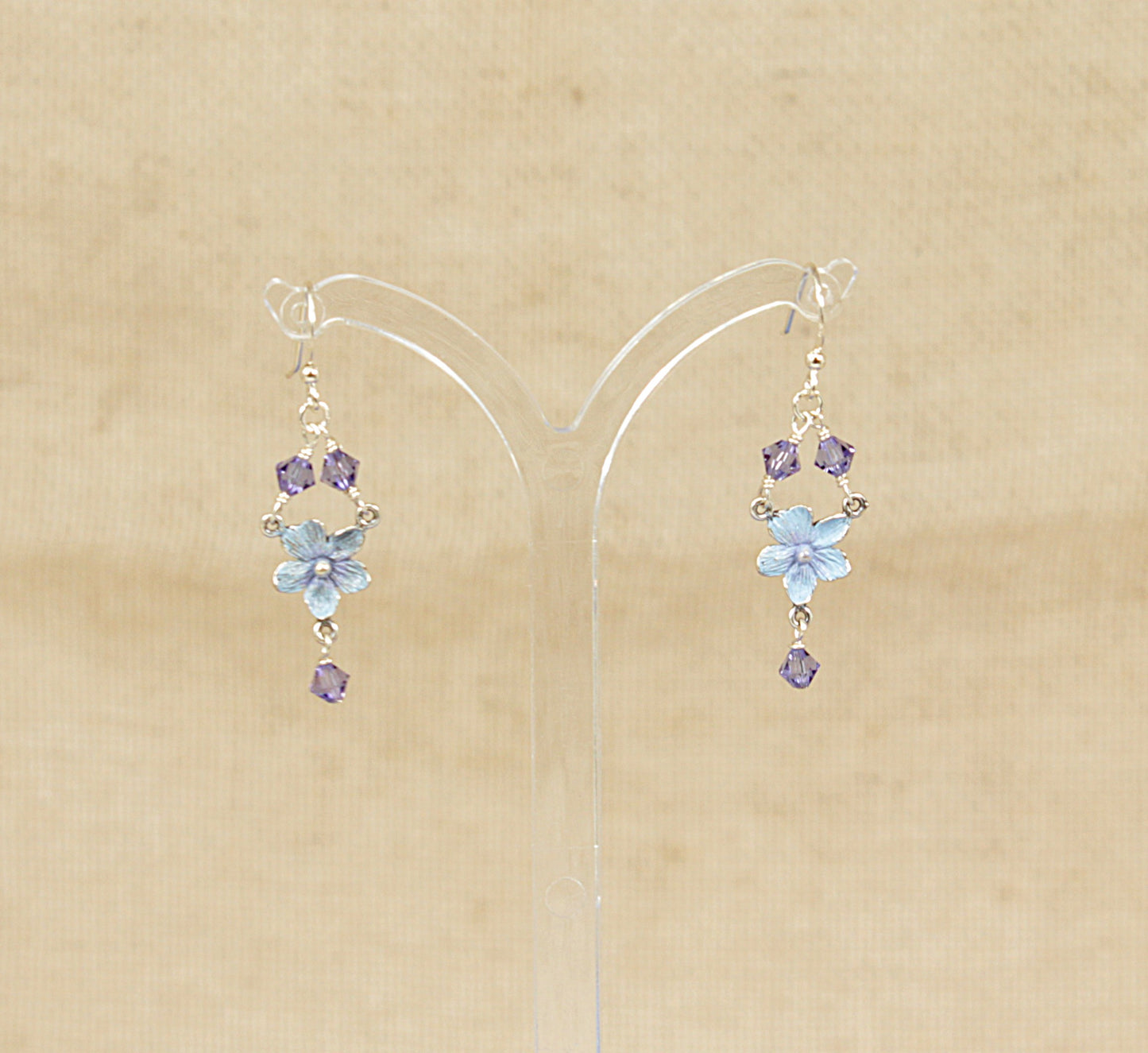 Silver Enamel Dropper Earrings