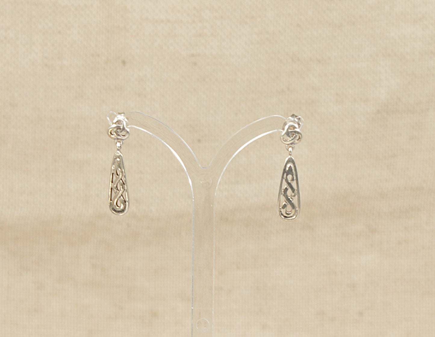 Silver Celtic Design Drop Earrings by Kit Heath