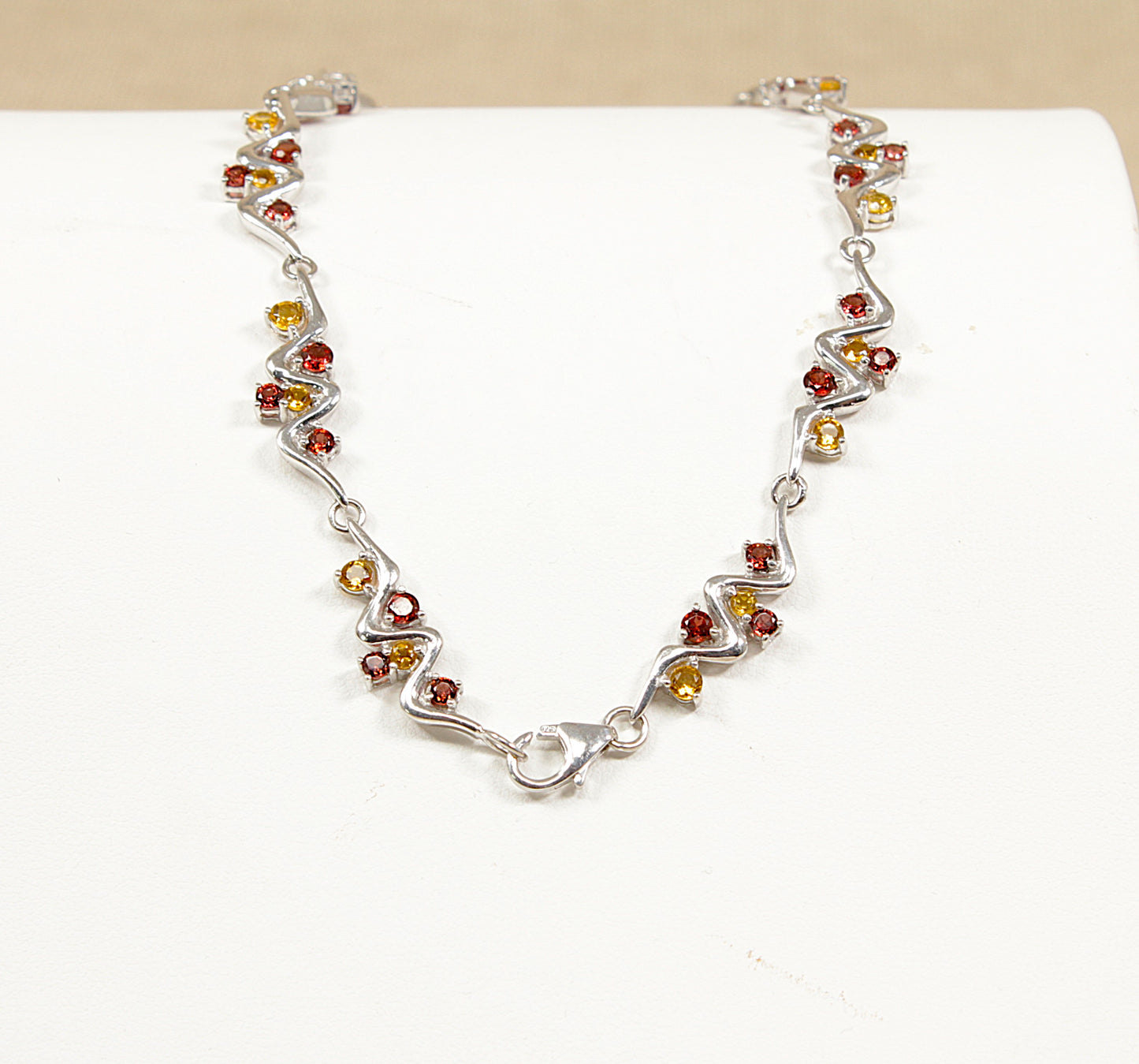 Silver, Citrine and Garnet Necklace