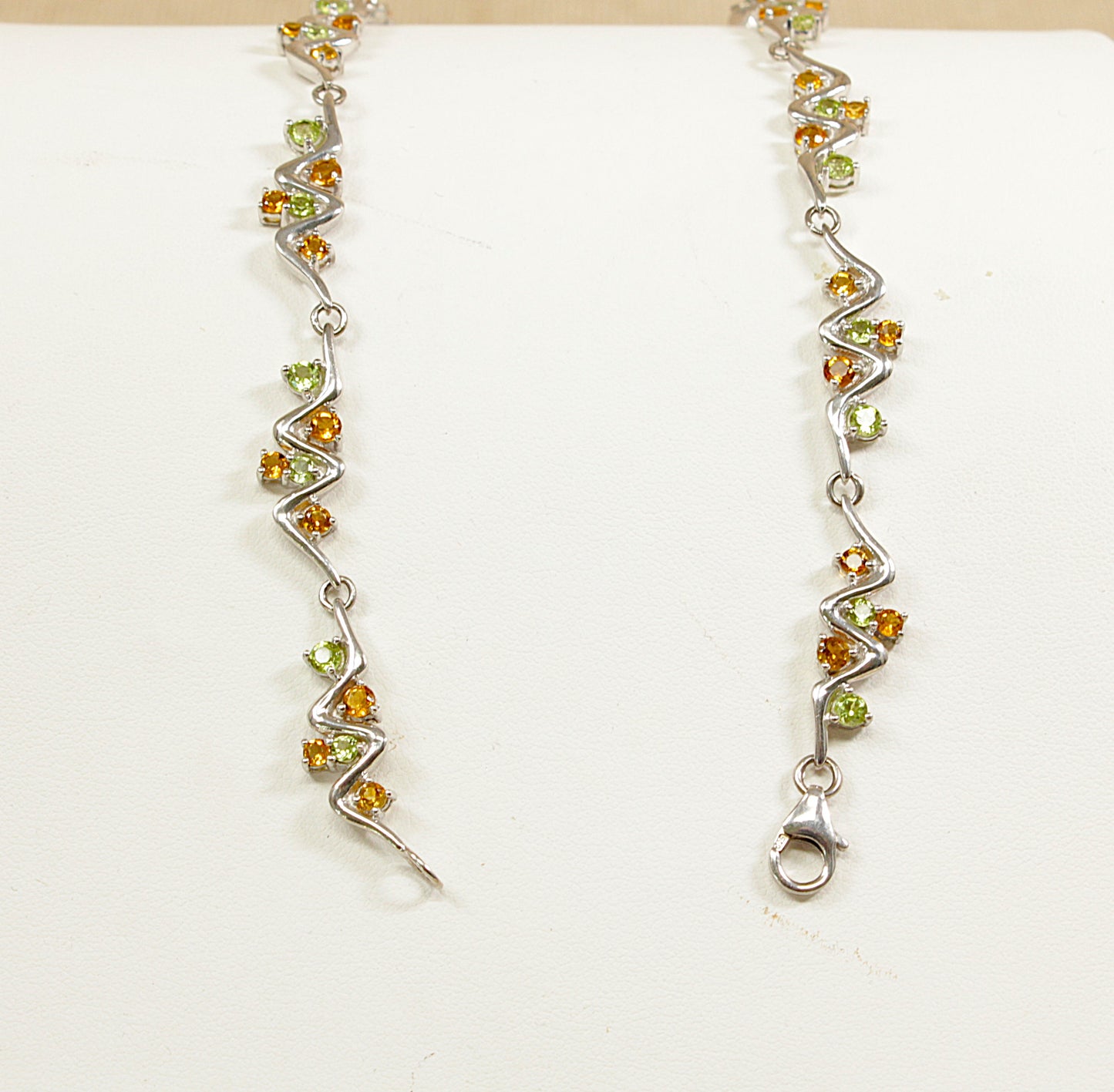 Silver Citrine and Peridot Necklace