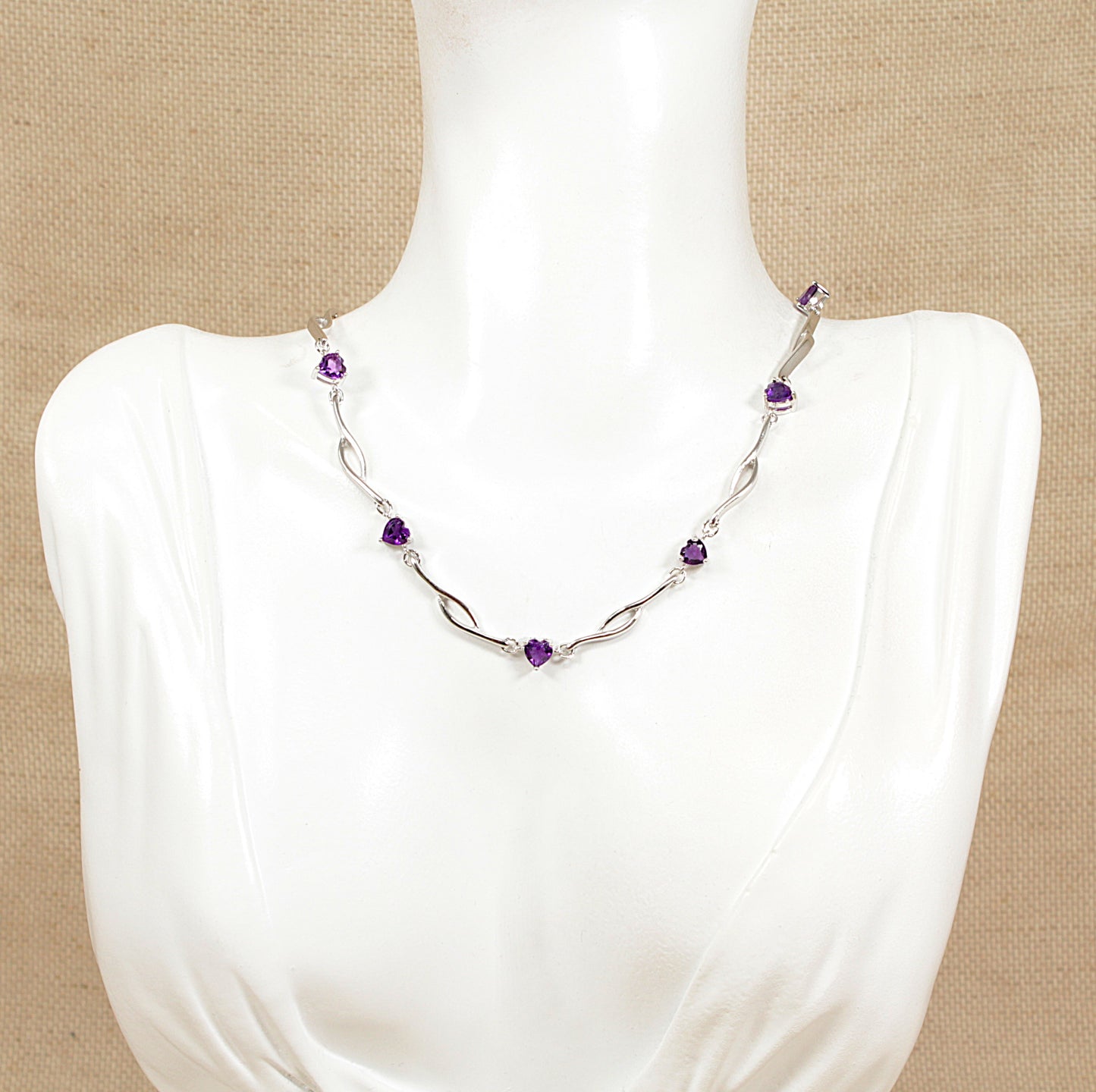Silver Amethyst Heart Necklace
