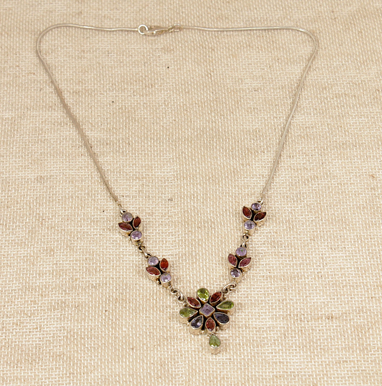 Silver Multi Gemstone Necklet, Necklace