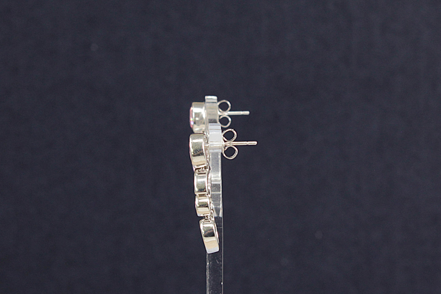 Silver Pink Crystal Earrings