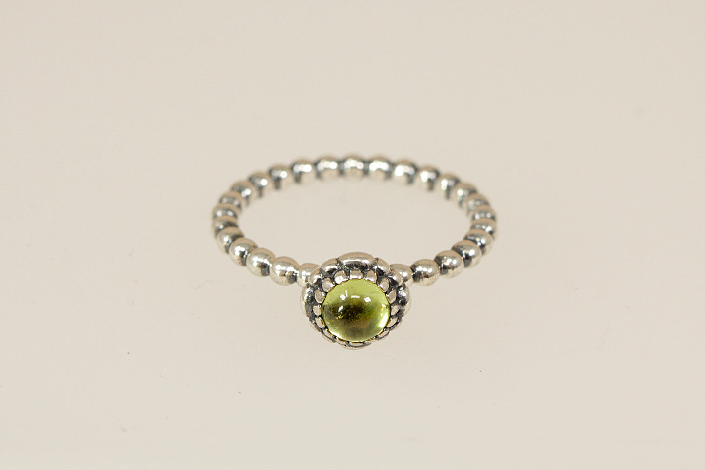 Silver Pandora Peridot Solitaire Ring