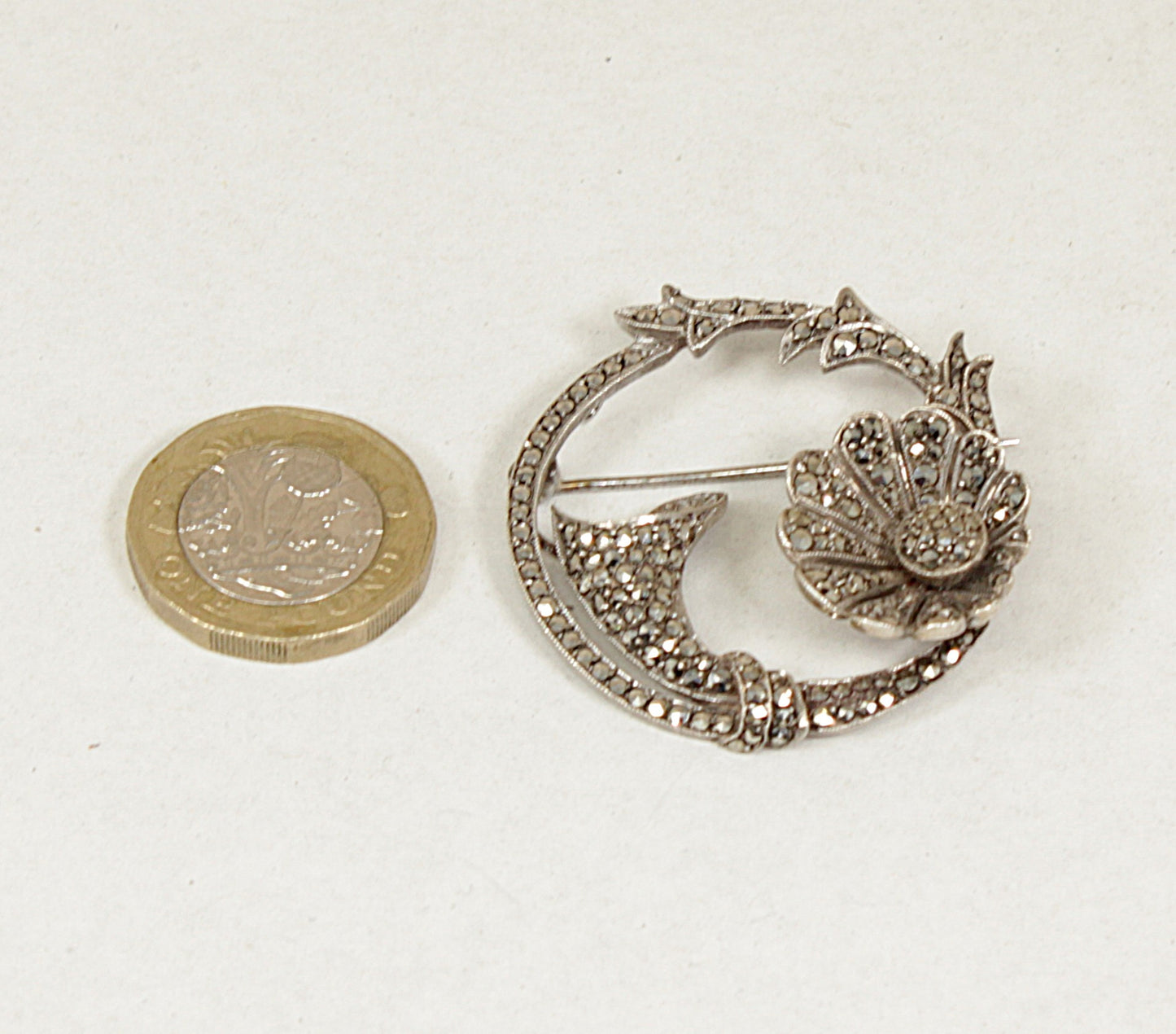 Vintage Silver and Marcasite Brooch