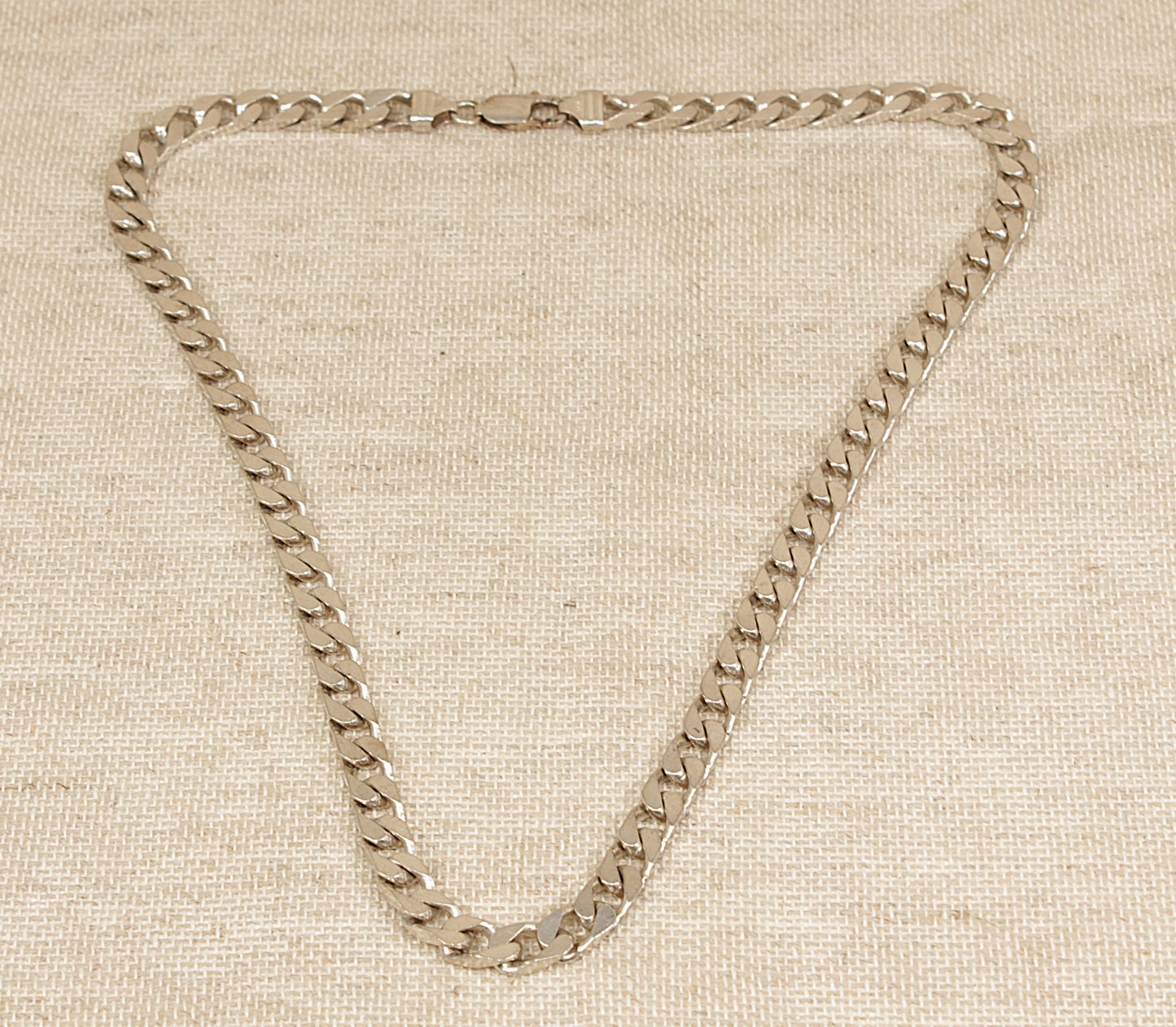 Heavy Silver Flat Curb Link Necklace Chain
