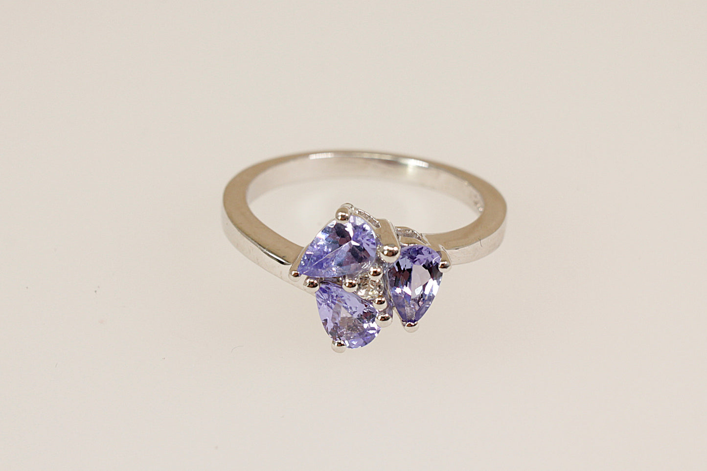 Silver and Blue Iolite Trilogy Ring